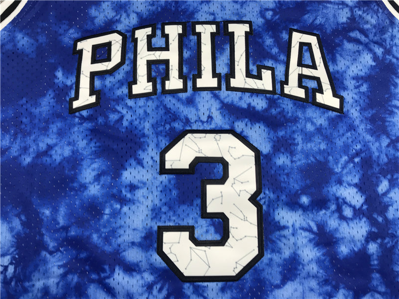 Men's Philadelphia 76ers Allen Iverson #3 Blue Galaxy Swingman Jerseys
