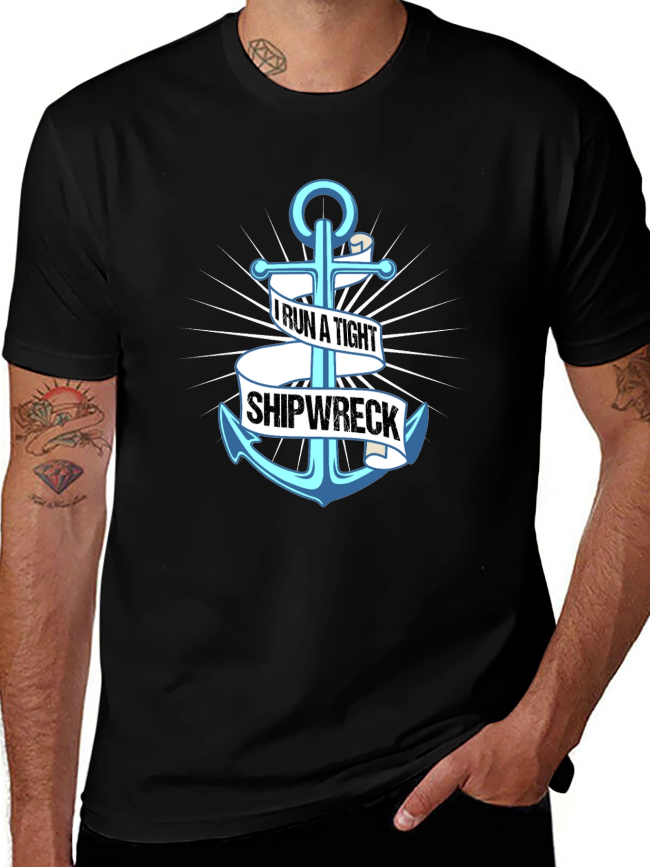 I Run A Tight Shipwreck Anchor Graphic Tee