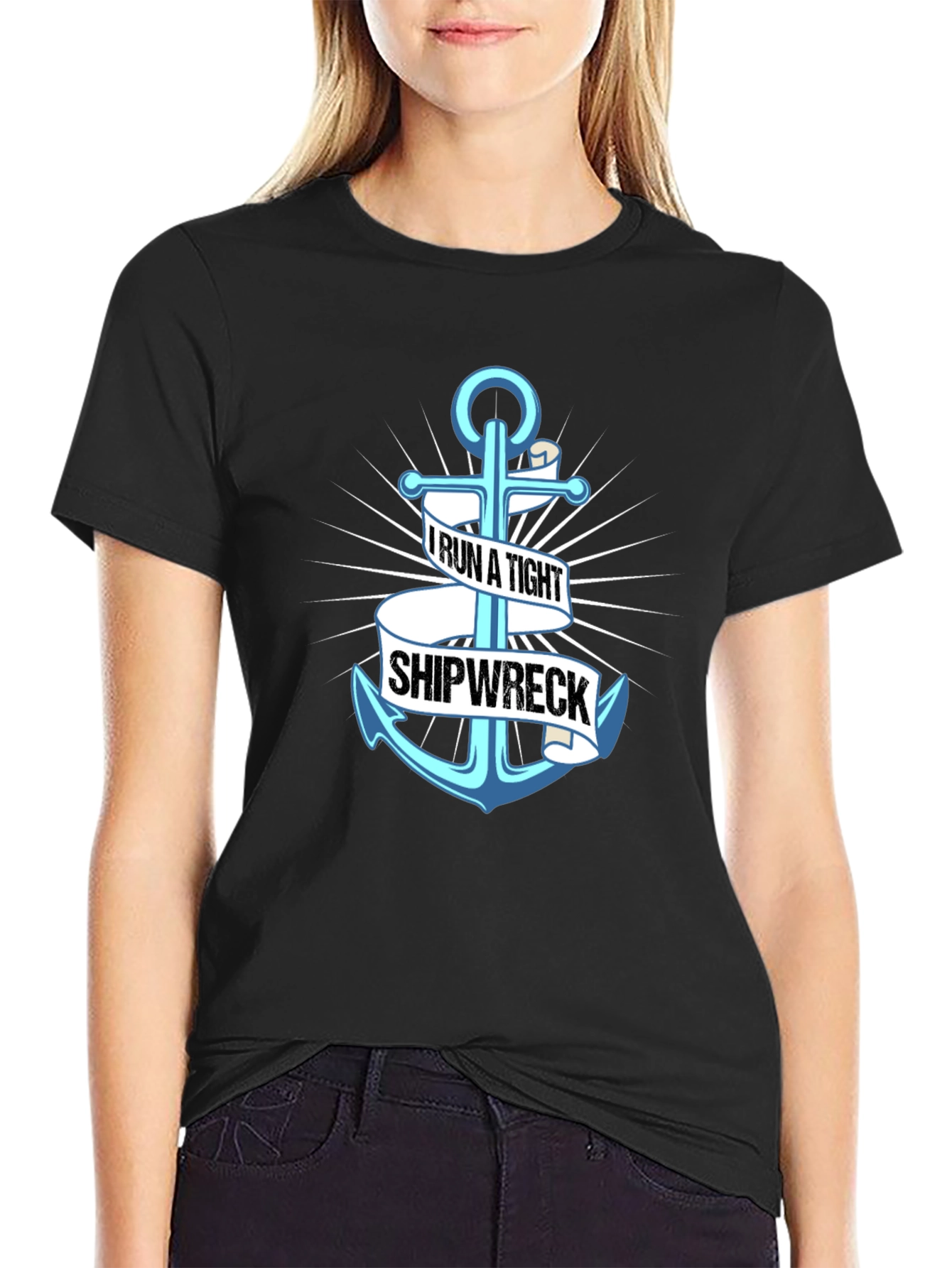 I Run A Tight Shipwreck Anchor Graphic Tee