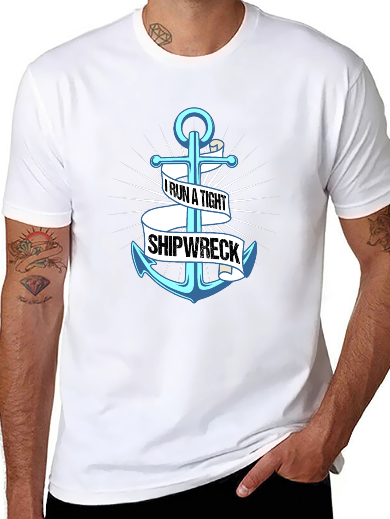 I Run A Tight Shipwreck Anchor Graphic Tee