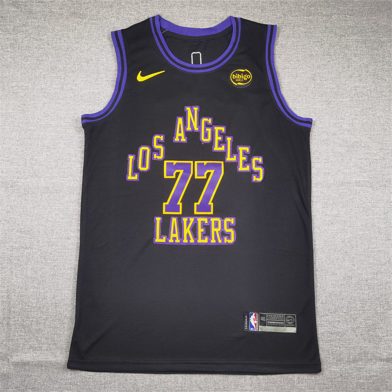 Men's Los Angeles Lakers Luka Doncic #77 Black 2023/24 Swingman Jerseys - City Edition