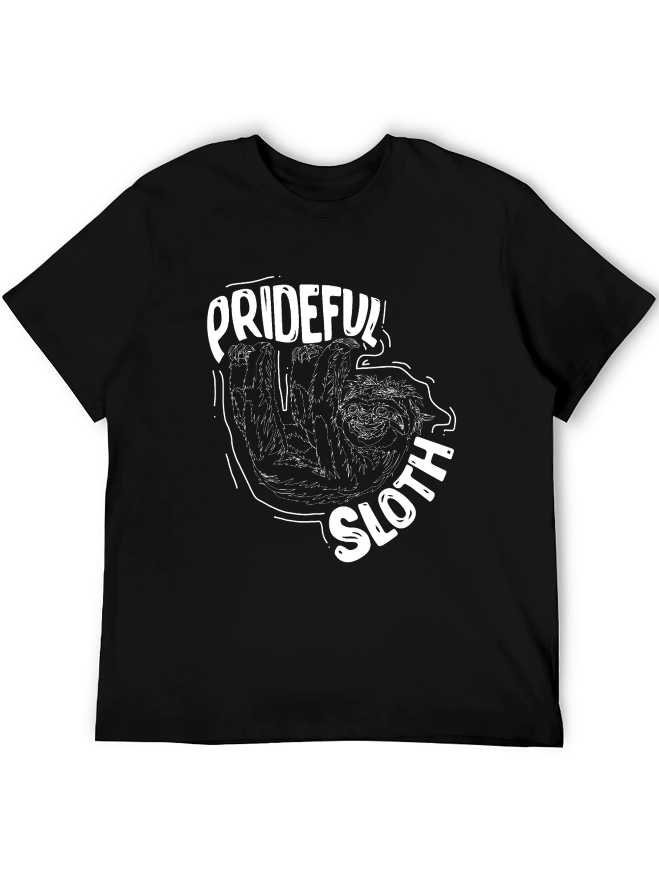 Prideful Sloth Graphic Tee - Black Cotton Casual T-Shirt