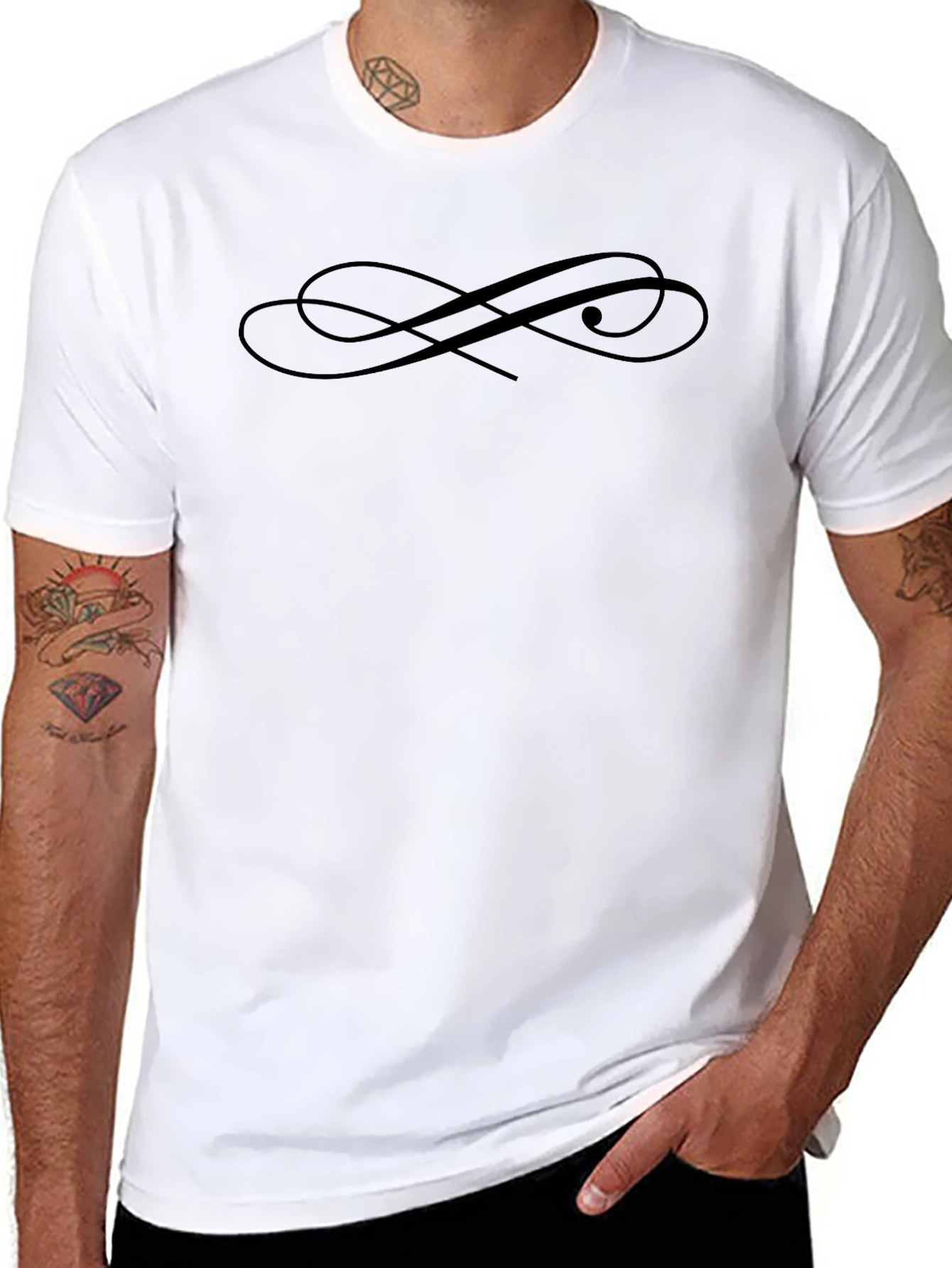 Elegant Swirl Graphic Black T-Shirt