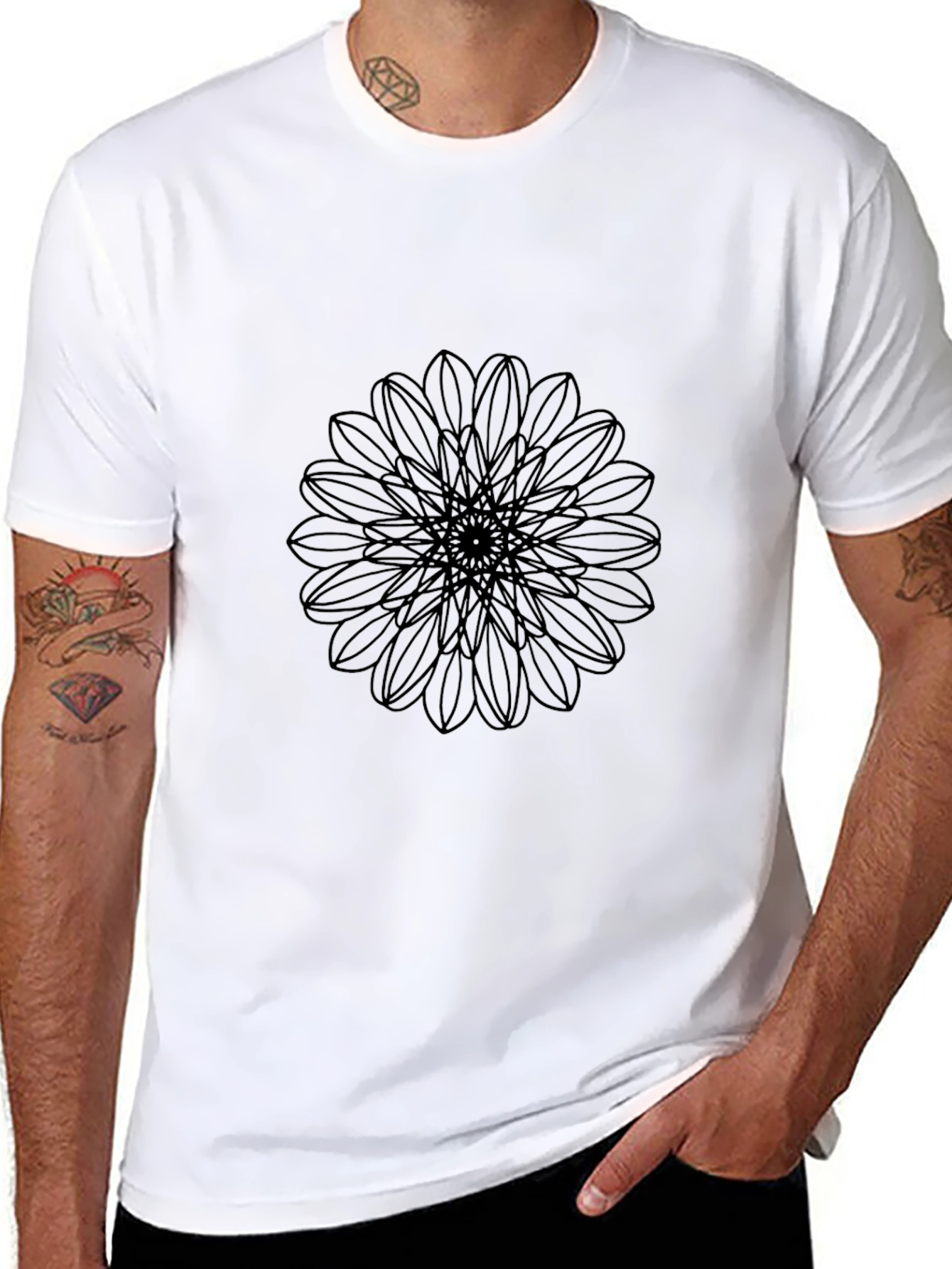 Geometric Mandala Black T-Shirt