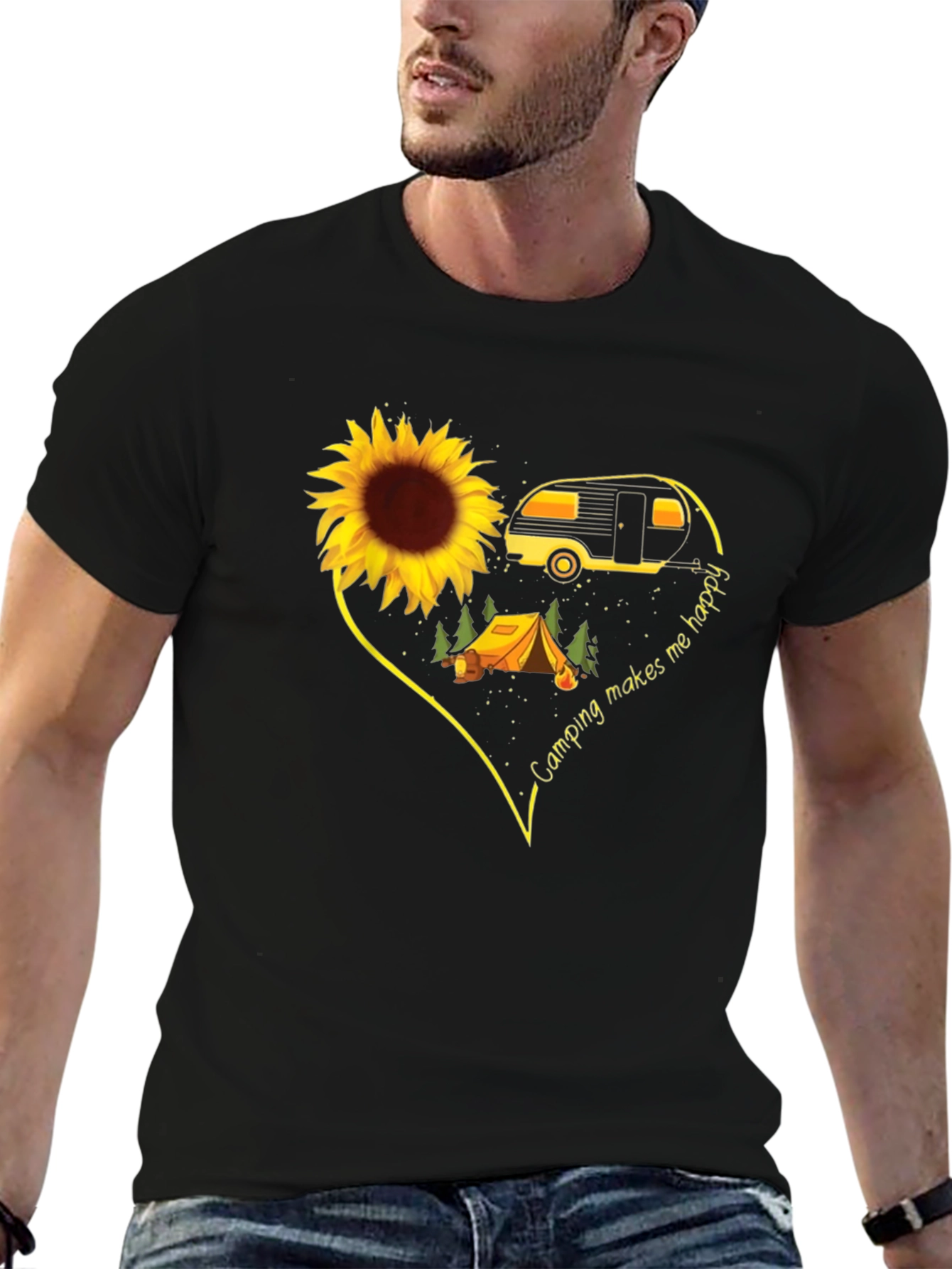 Camping Makes Me Happy Graphic T-Shirt