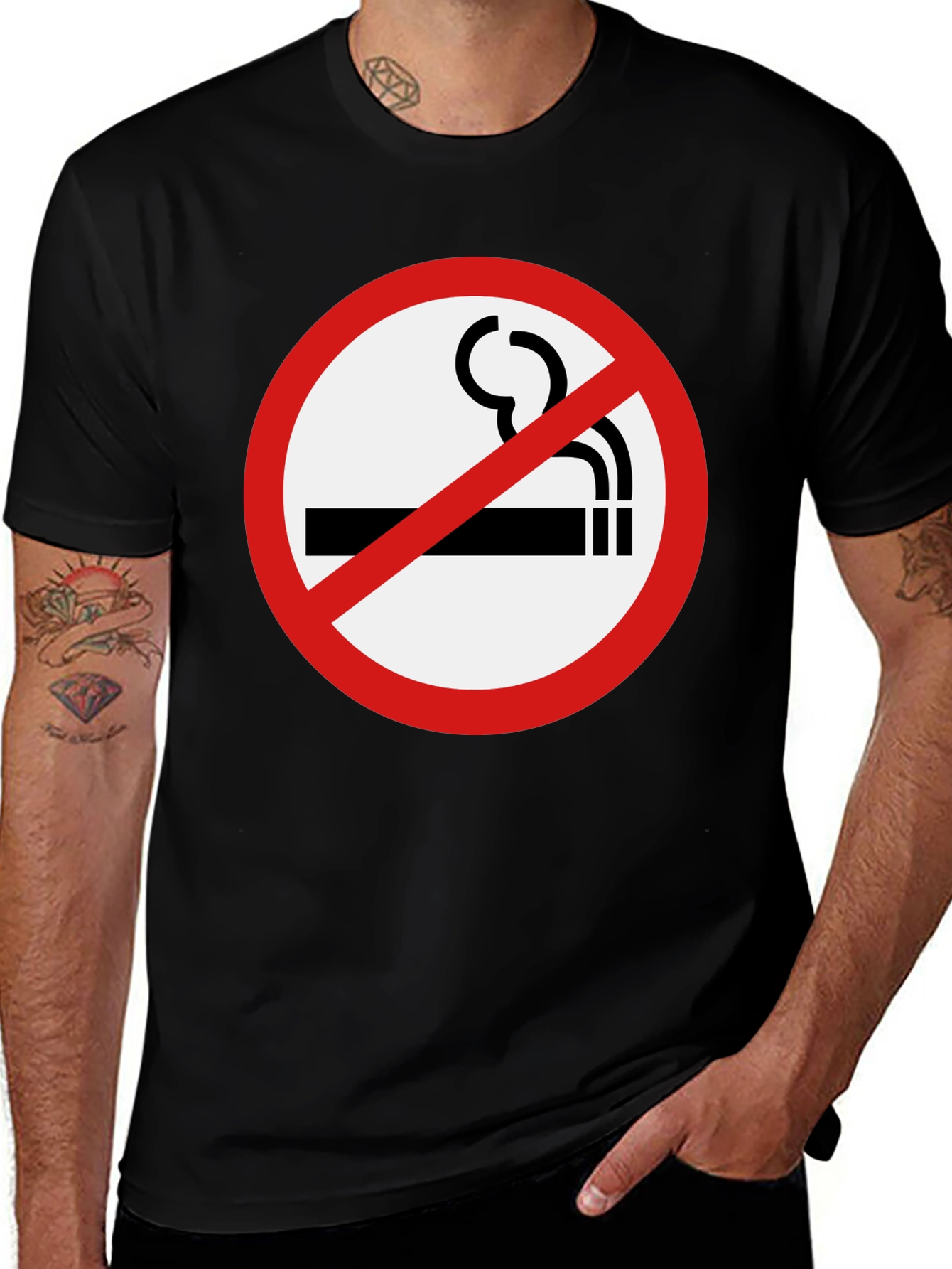 No Smoking Graphic Tee - Stylish Black T-Shirt