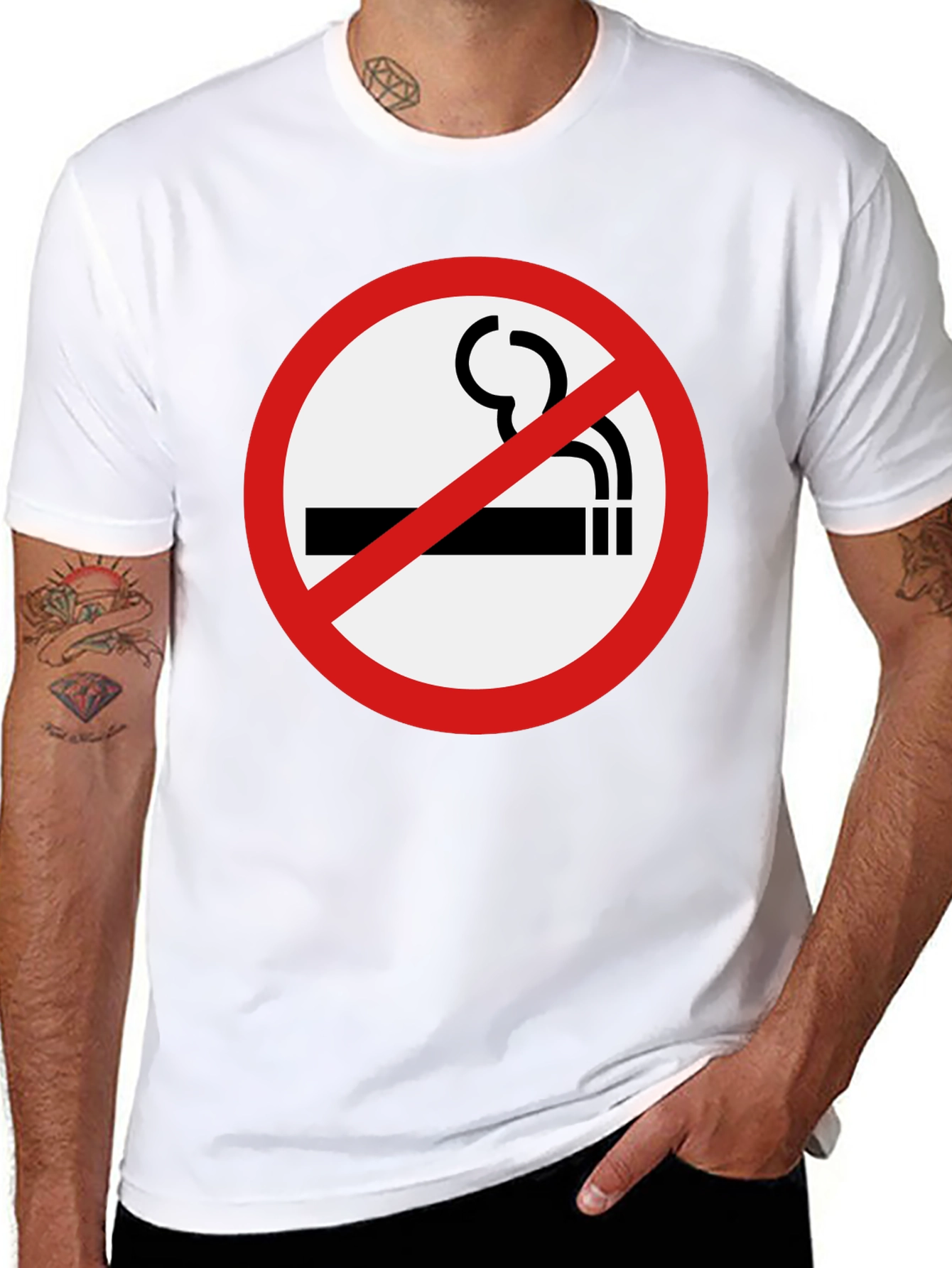 No Smoking Graphic Tee - Stylish Black T-Shirt