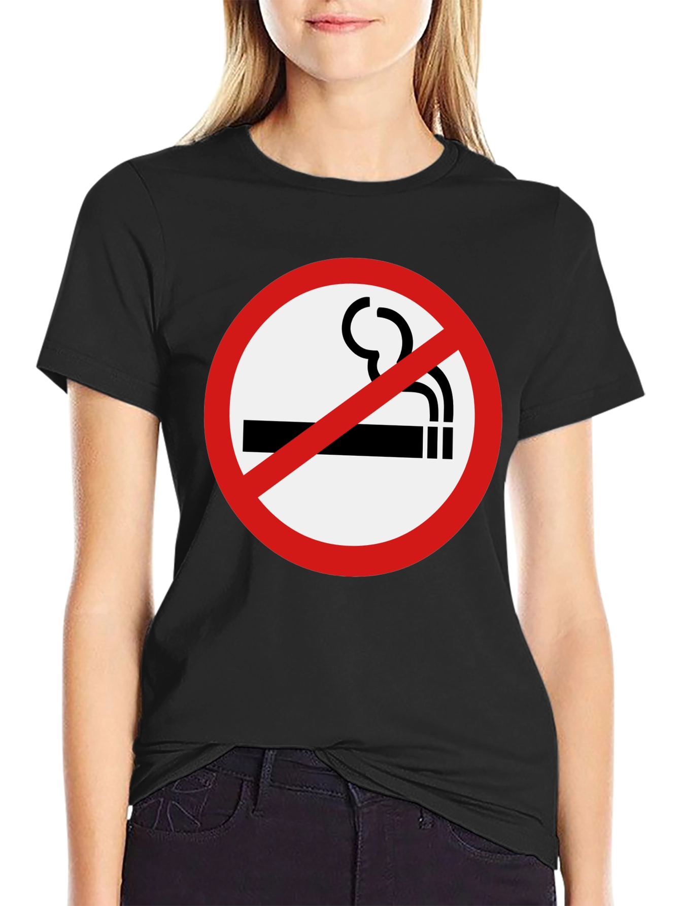 No Smoking Graphic Tee - Stylish Black T-Shirt