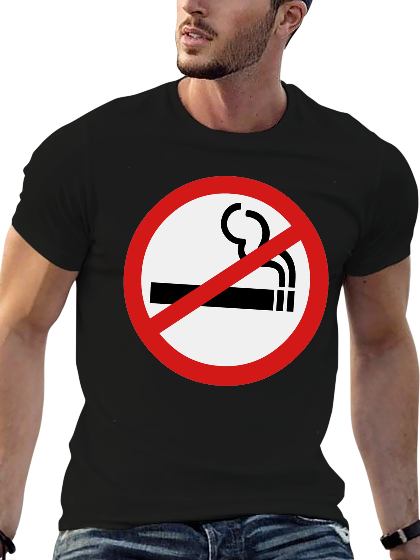 No Smoking Graphic Tee - Stylish Black T-Shirt