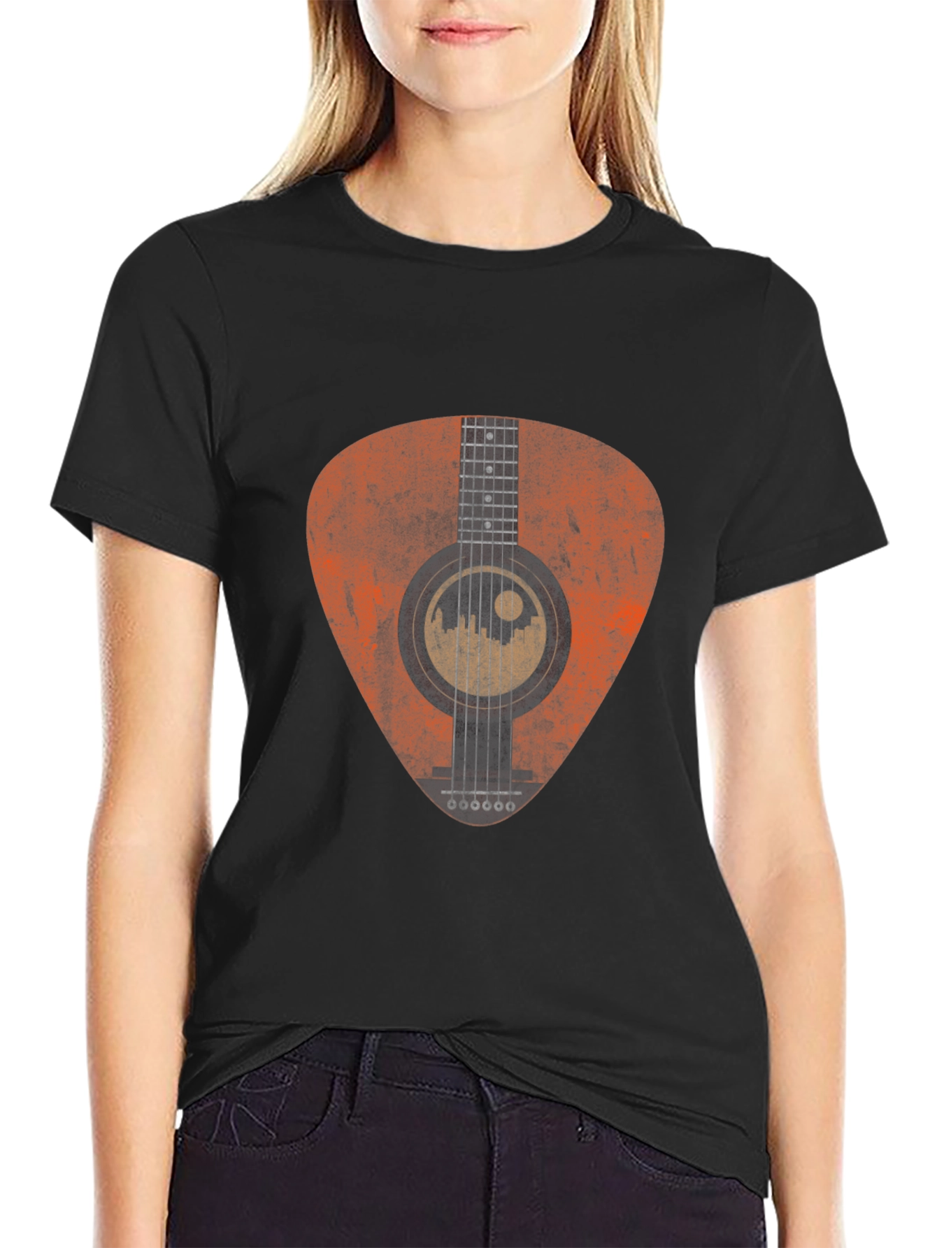 Acoustic Guitar Pick Graphic Tee - Black