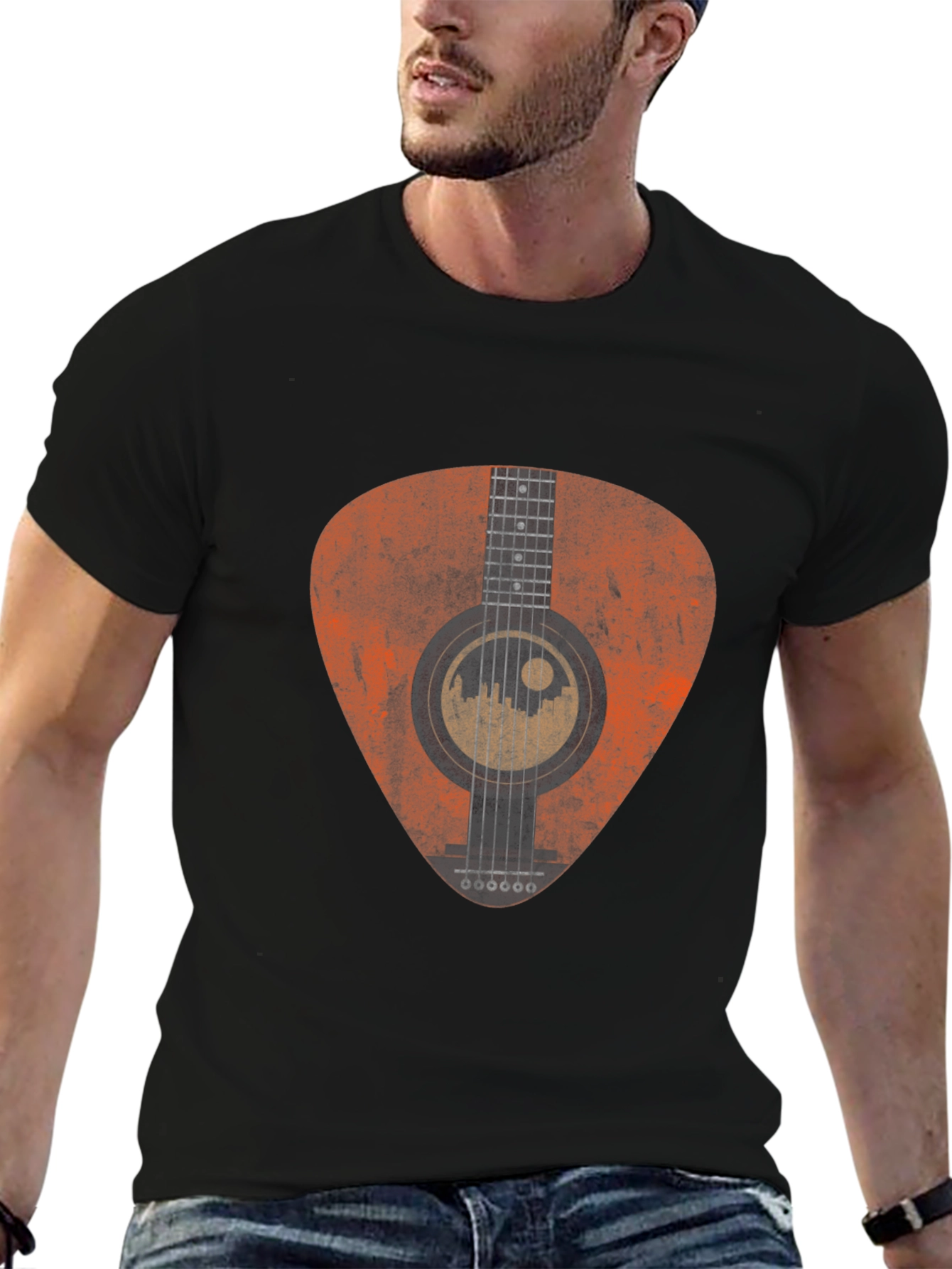 Acoustic Guitar Pick Graphic Tee - Black