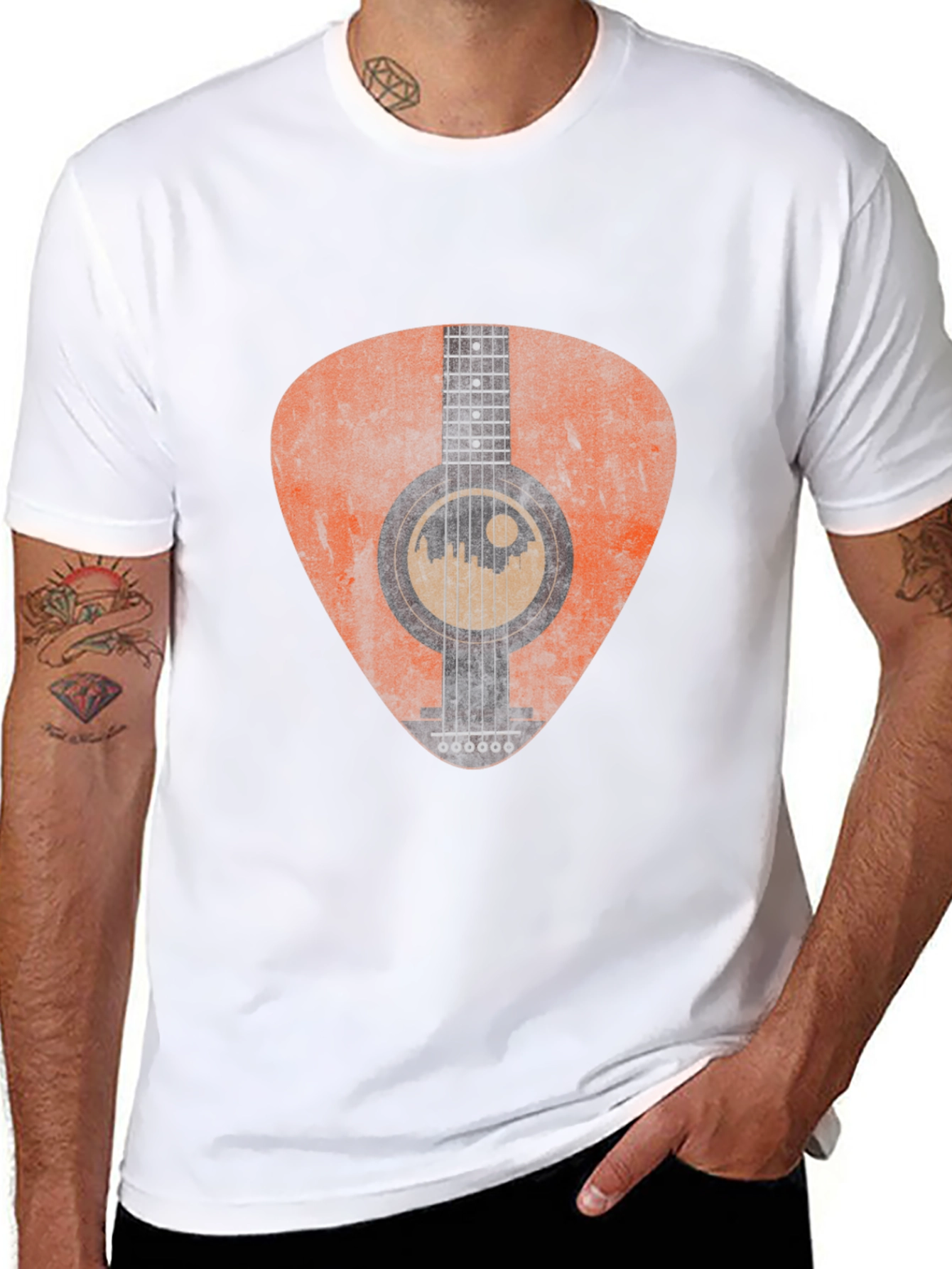 Acoustic Guitar Pick Graphic Tee - Black