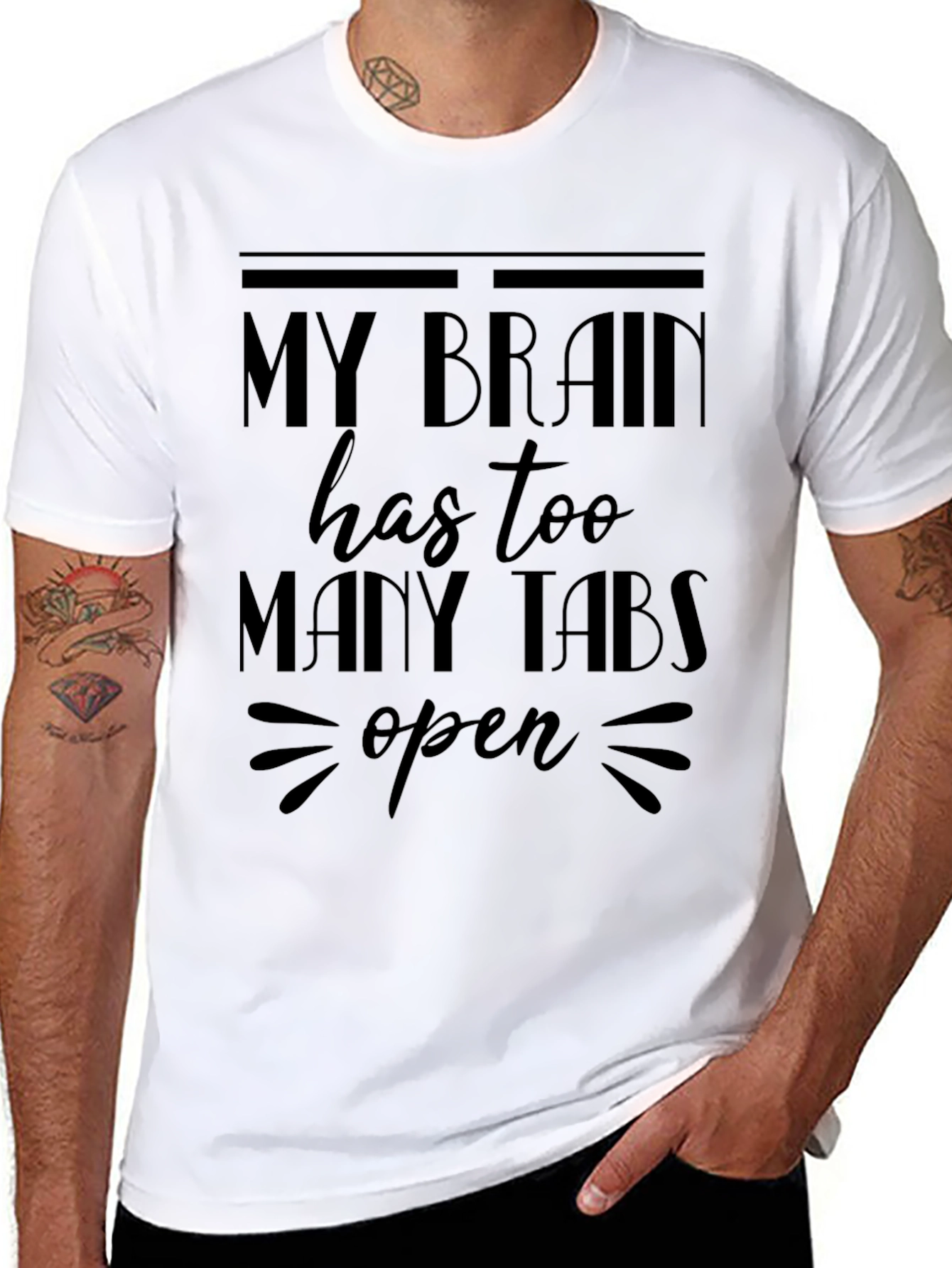 My Brain Has Too Many Tabs Open Black T-Shirt