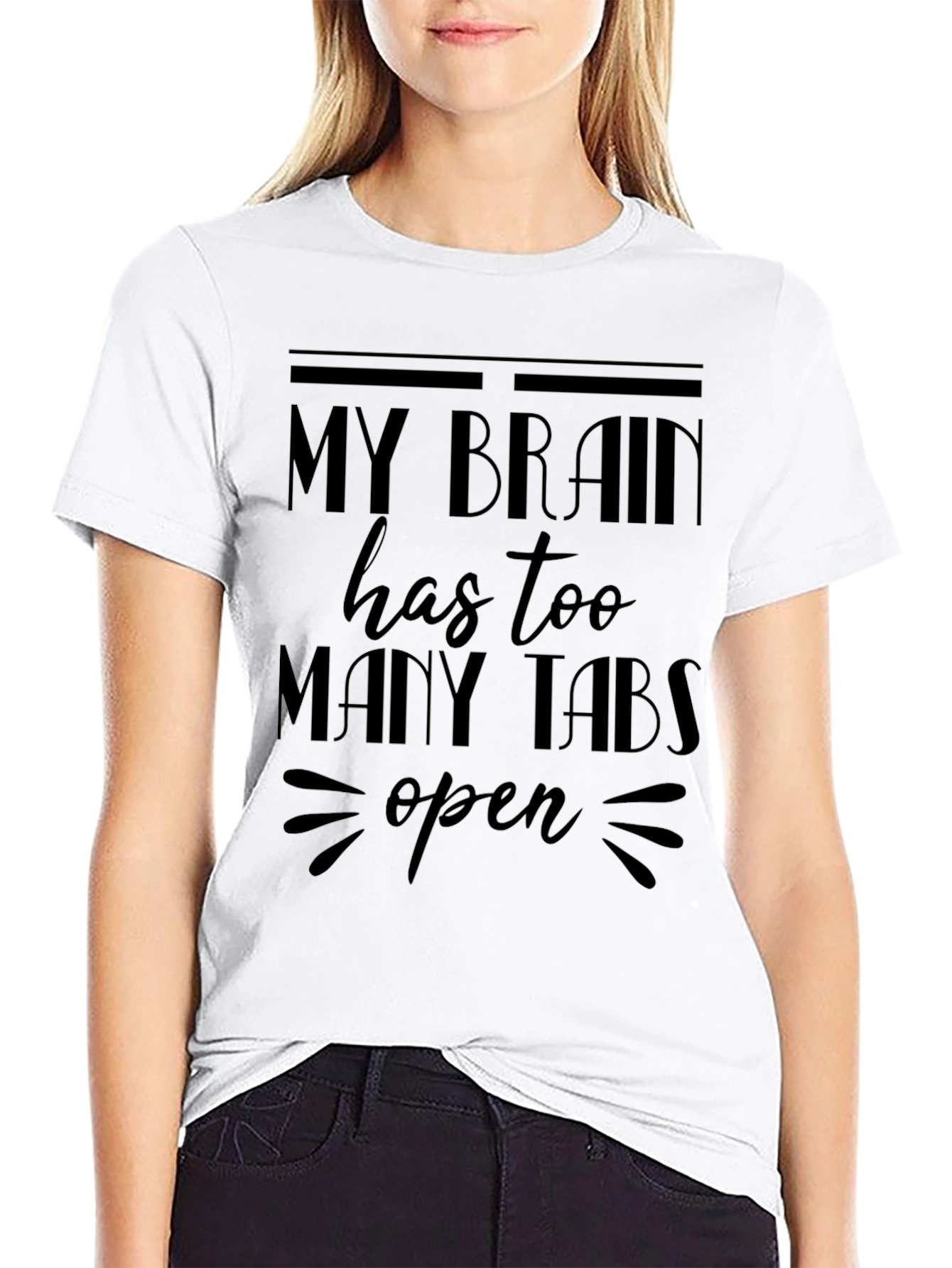 My Brain Has Too Many Tabs Open Black T-Shirt