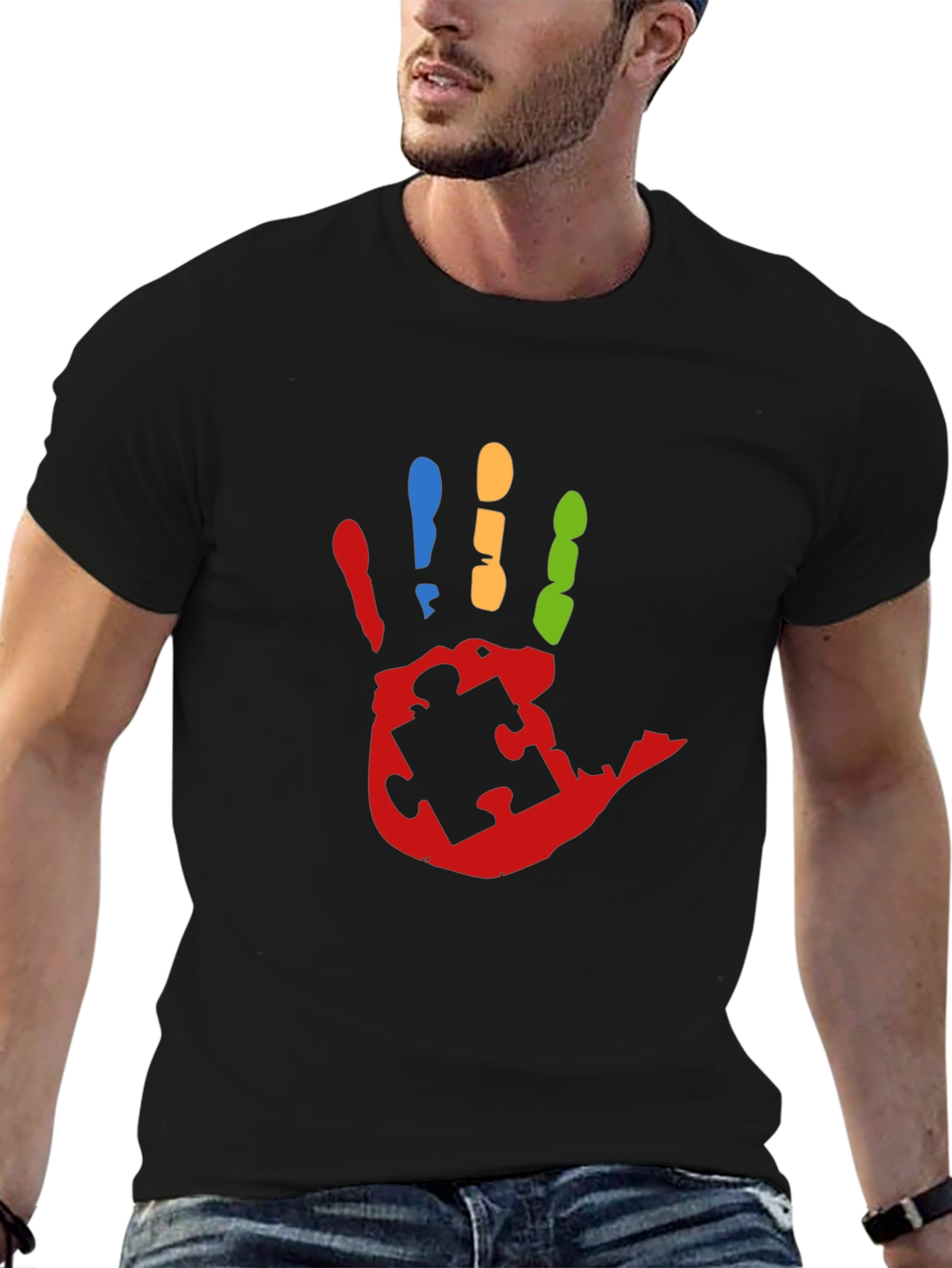 Autism Awareness Handprint Tee - Black