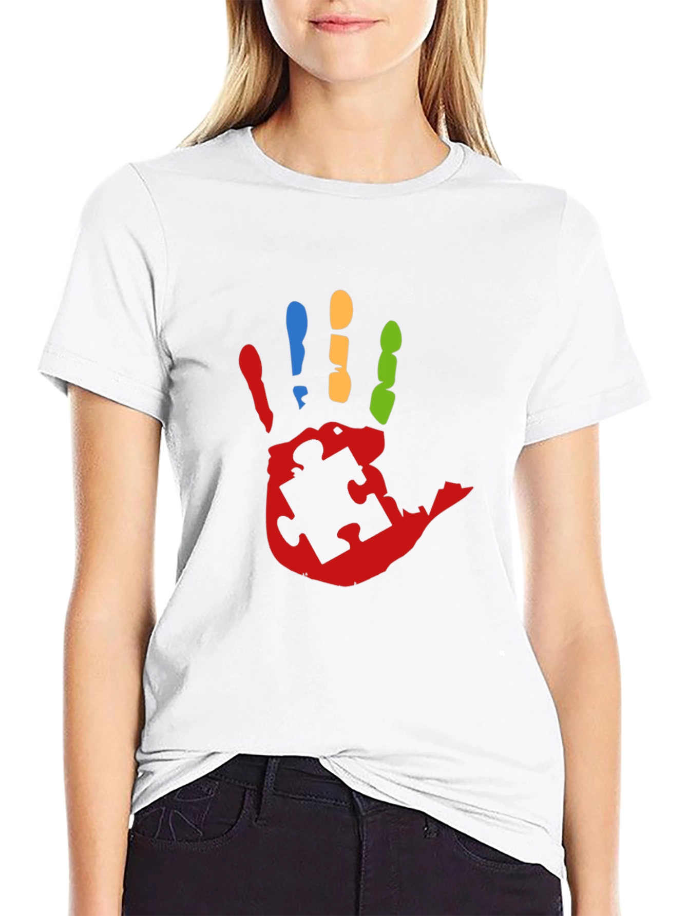 Autism Awareness Handprint Tee - Black