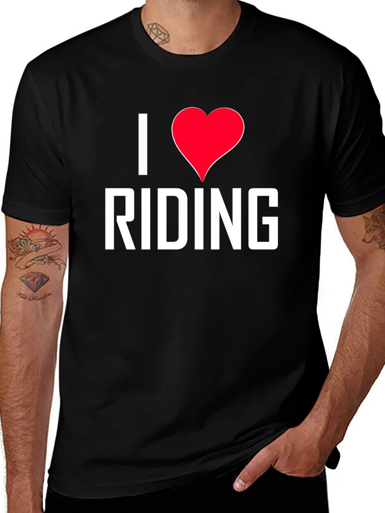 I Love Riding Graphic Tee - Black Cotton Shirt