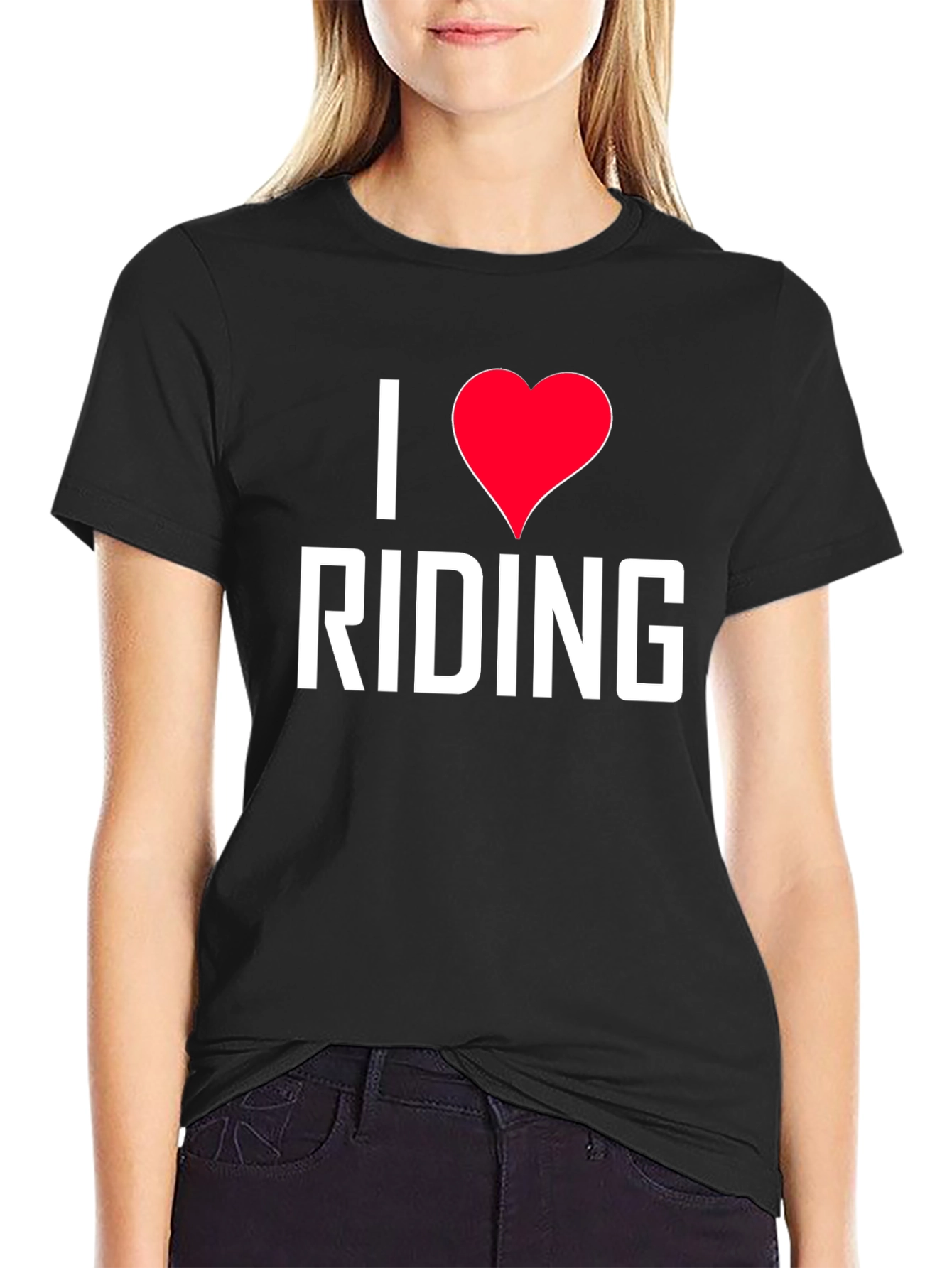 I Love Riding Graphic Tee - Black Cotton Shirt