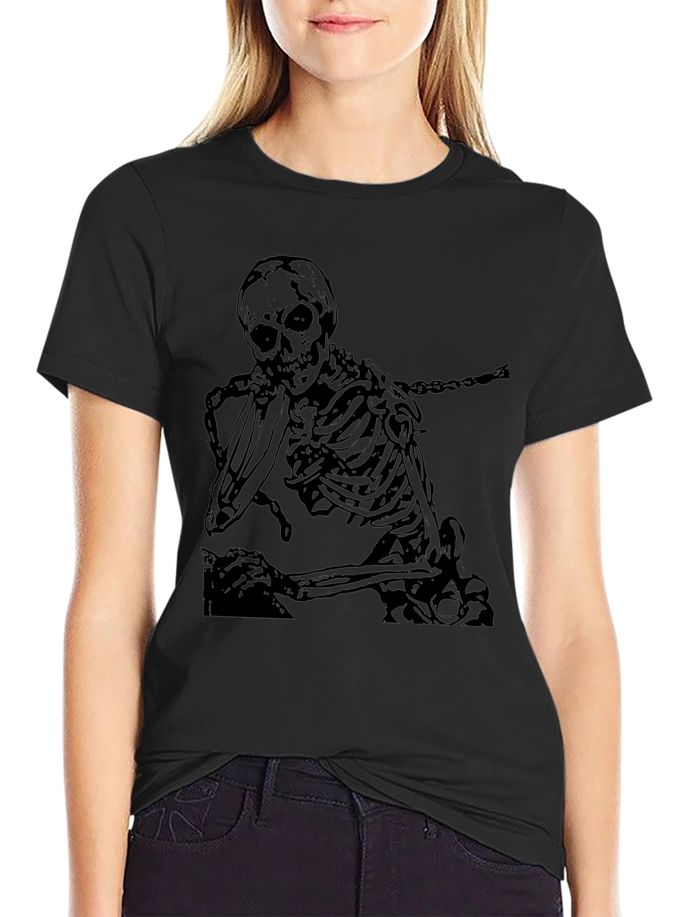 Skeleton Graphic Print Tee - Black