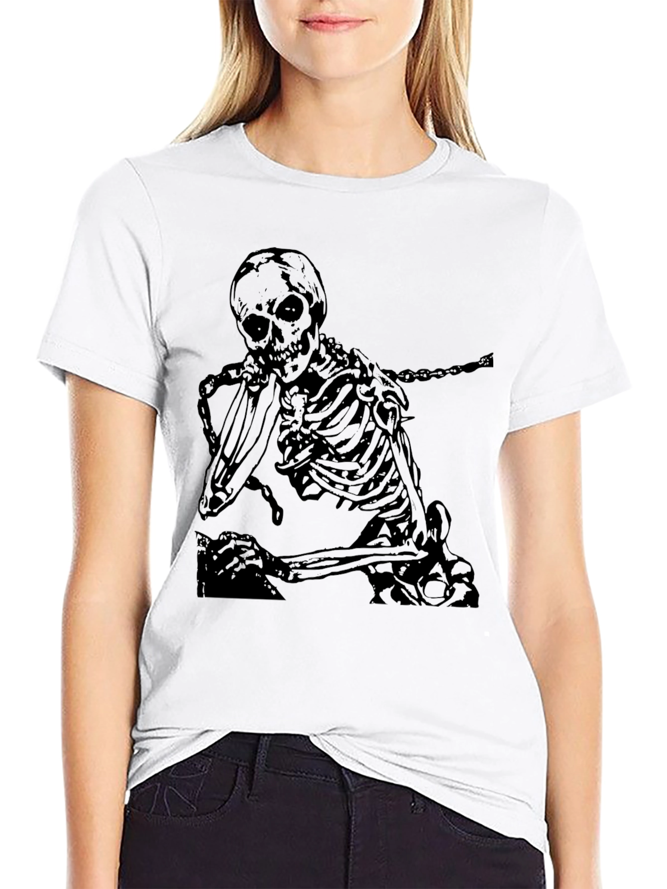 Skeleton Graphic Print Tee - Black