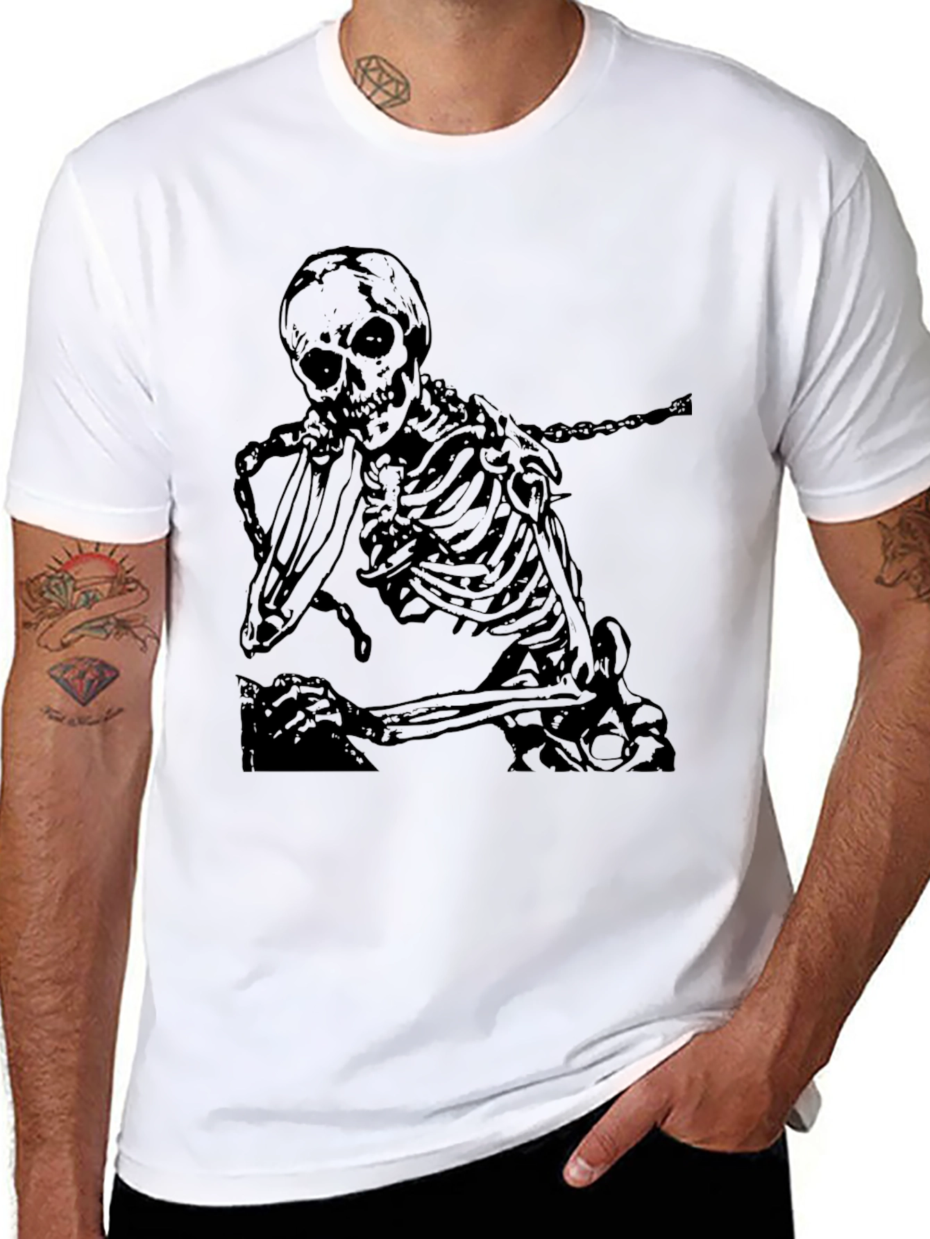 Skeleton Graphic Print Tee - Black