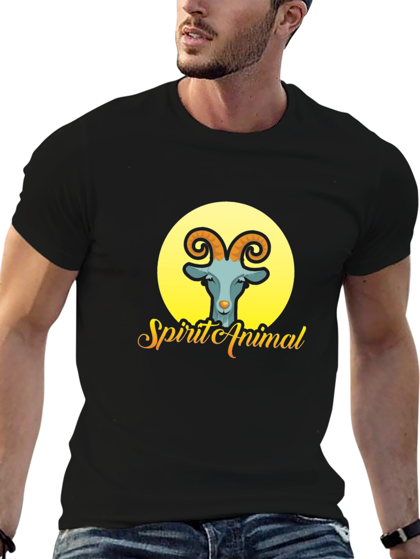 Spirit Animal Goat Graphic T-Shirt - Black