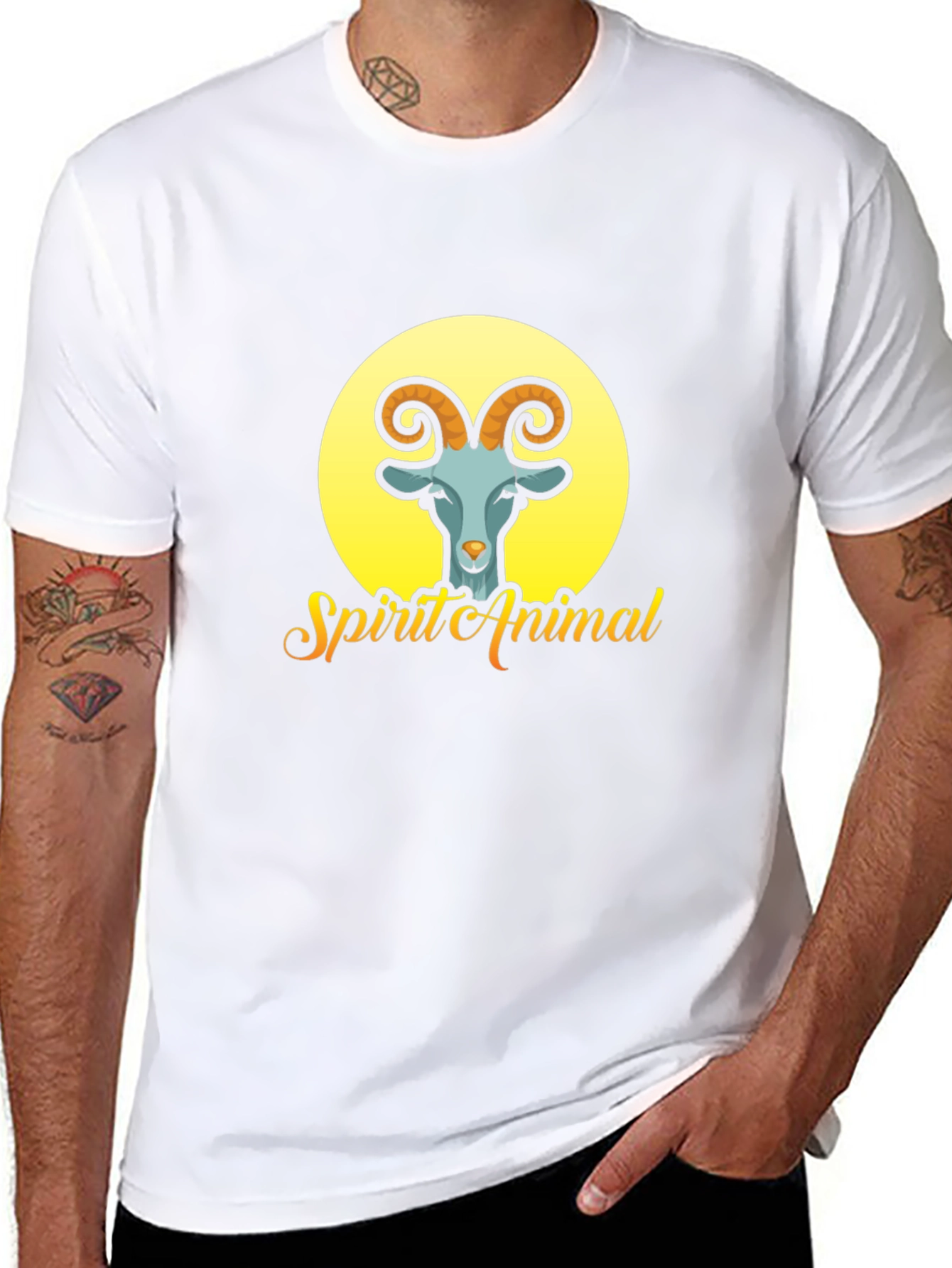 Spirit Animal Goat Graphic T-Shirt - Black