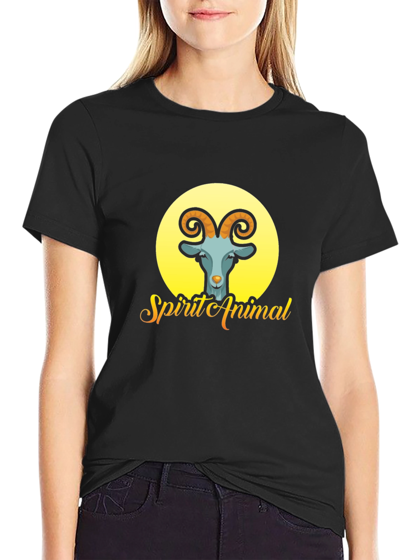 Spirit Animal Goat Graphic T-Shirt - Black