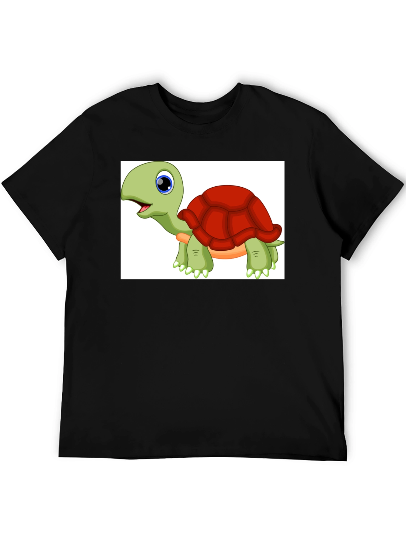 Cartoon Turtle Graphic Tee - Black