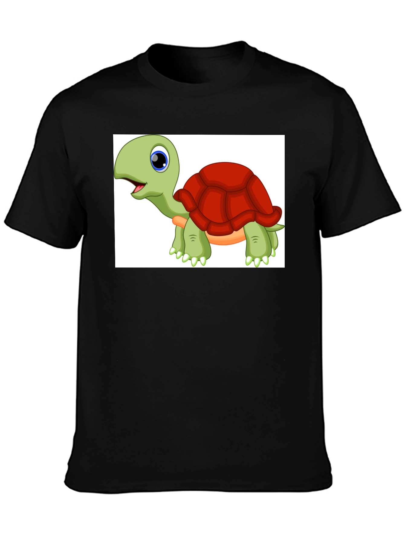Cartoon Turtle Graphic Tee - Black