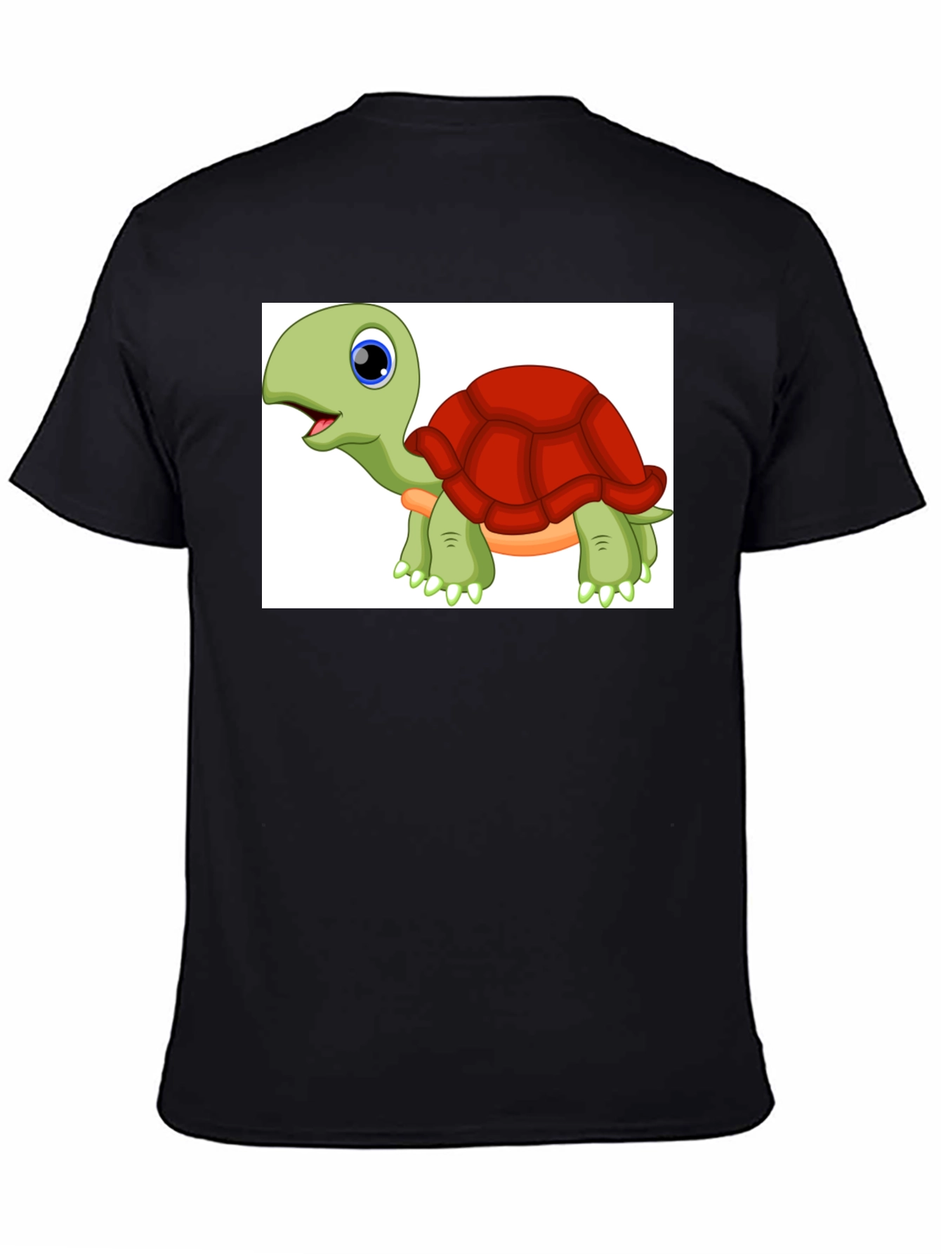 Cartoon Turtle Graphic Tee - Black