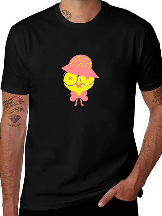 Funky Character Graphic Tee - Black Cotton Casual Wear