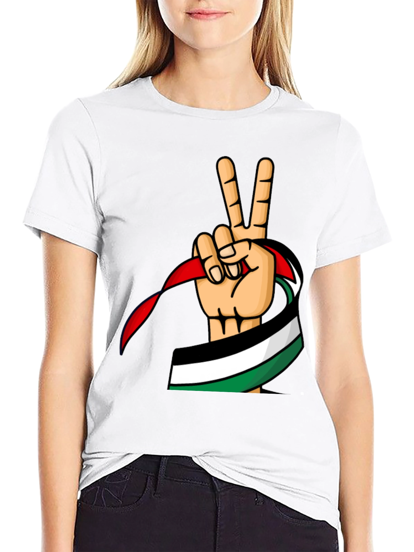 Palestine Peace Sign T-Shirt - Black