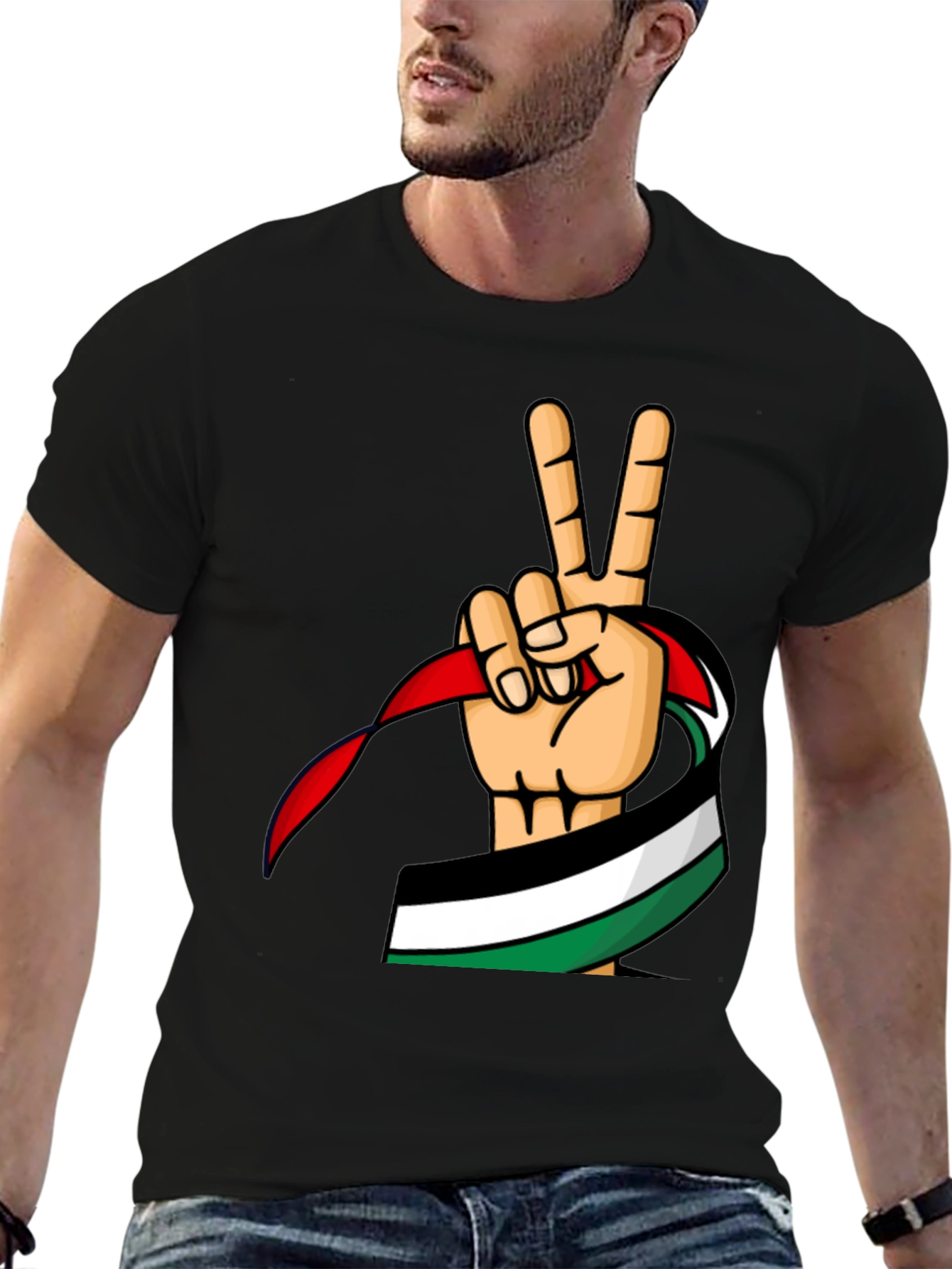 Palestine Peace Sign T-Shirt - Black