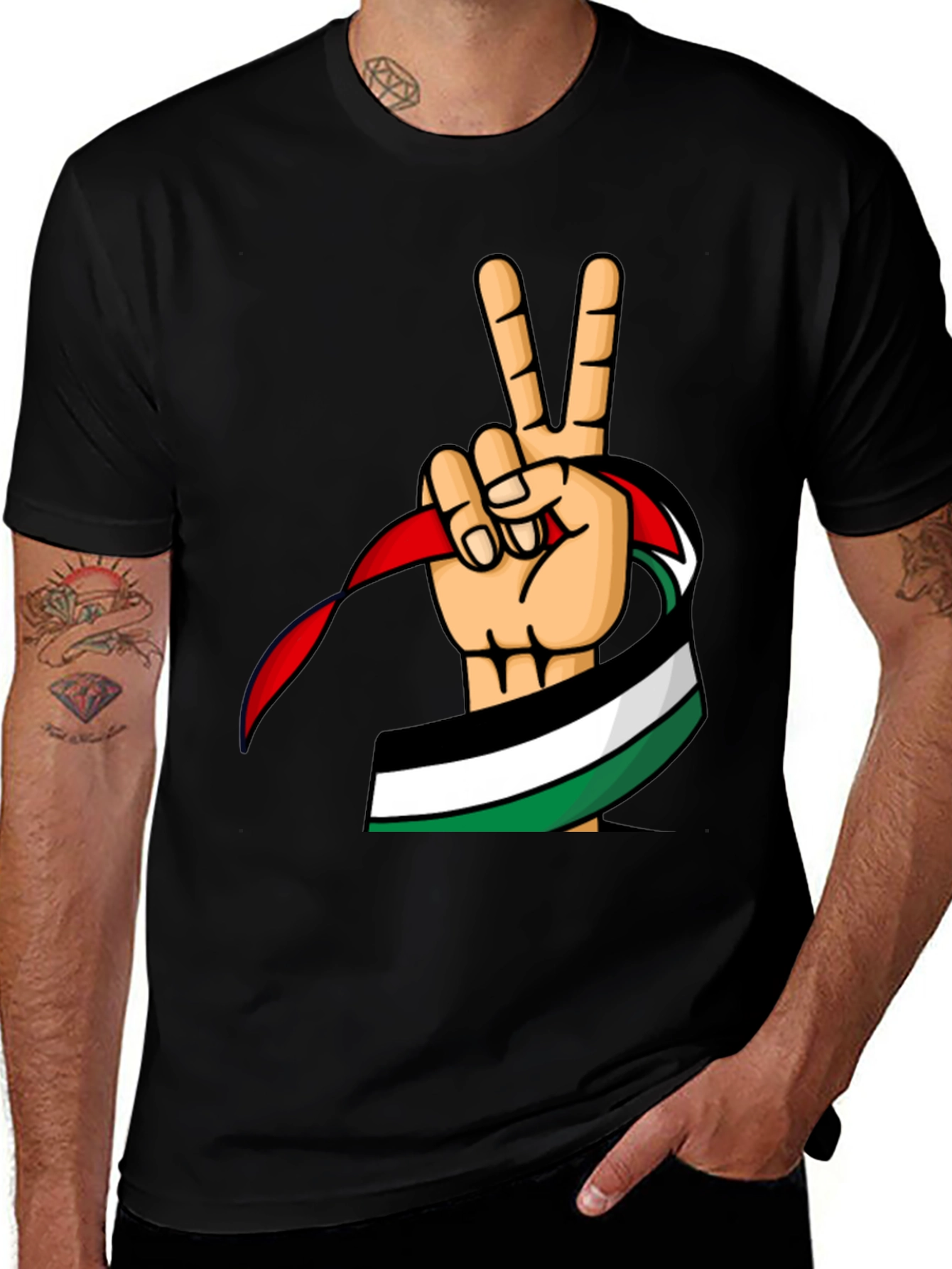 Palestine Peace Sign T-Shirt - Black