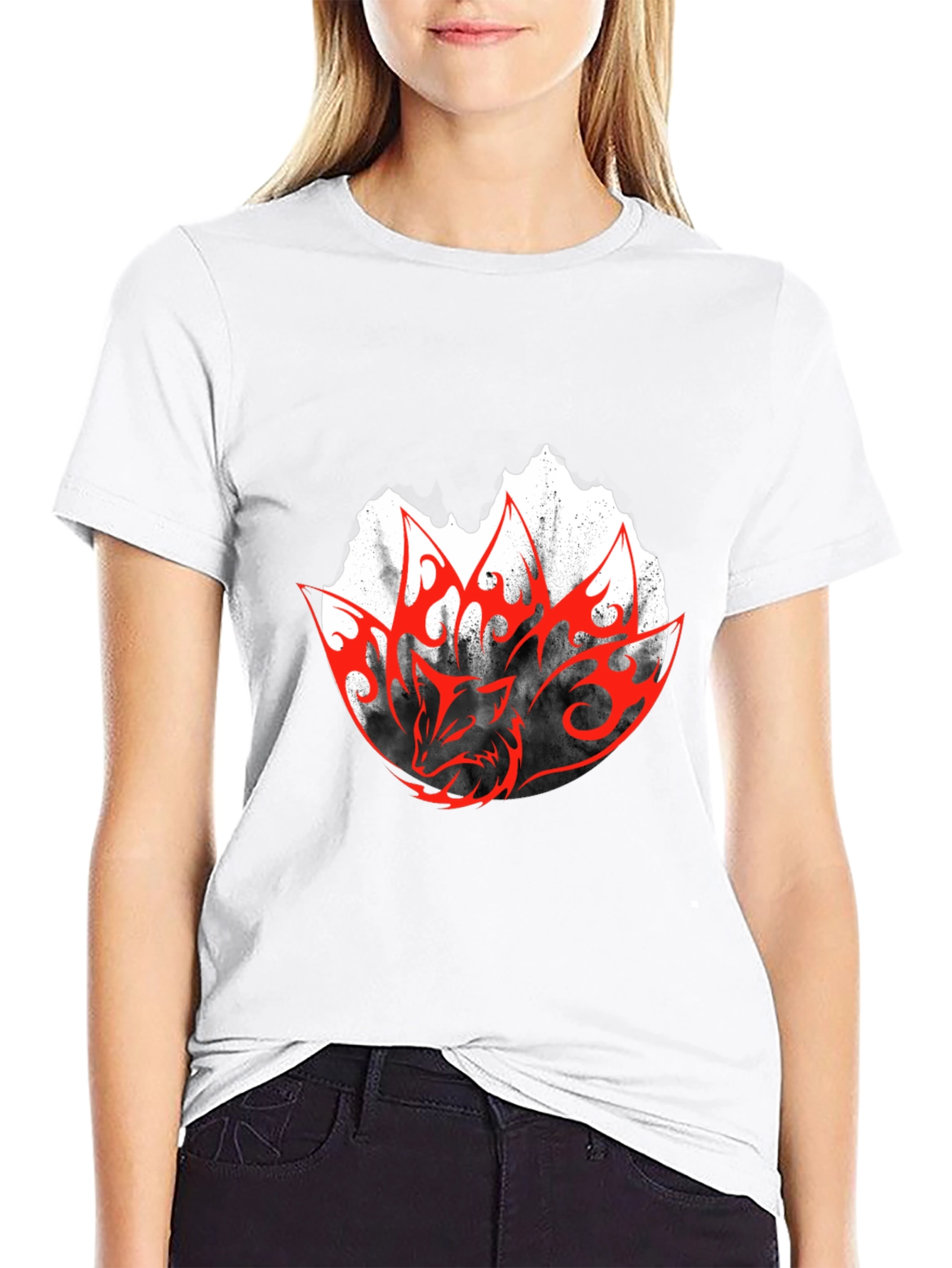 Mens Black Graphic Tee - Red Dragon Design