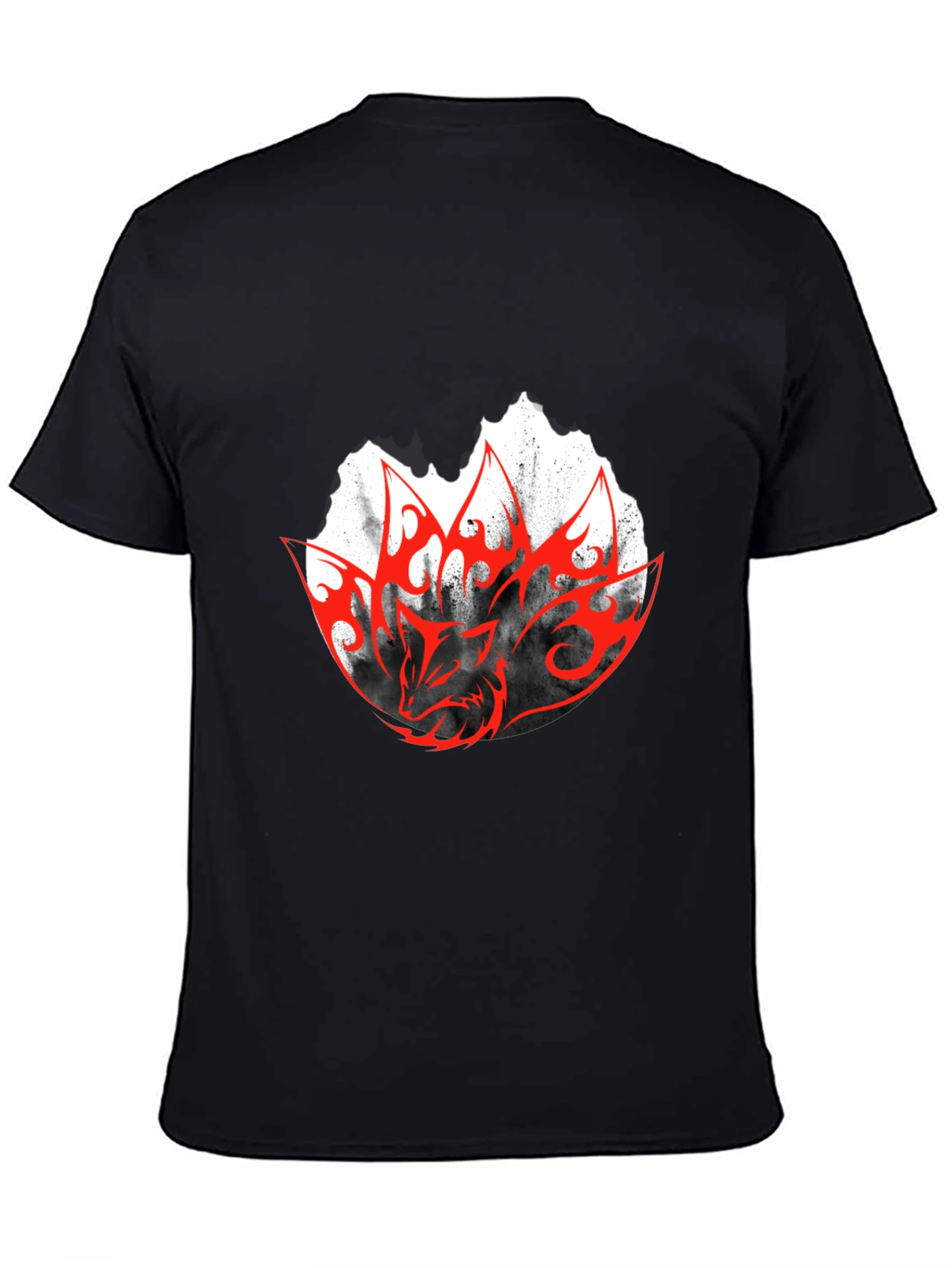 Mens Black Graphic Tee - Red Dragon Design