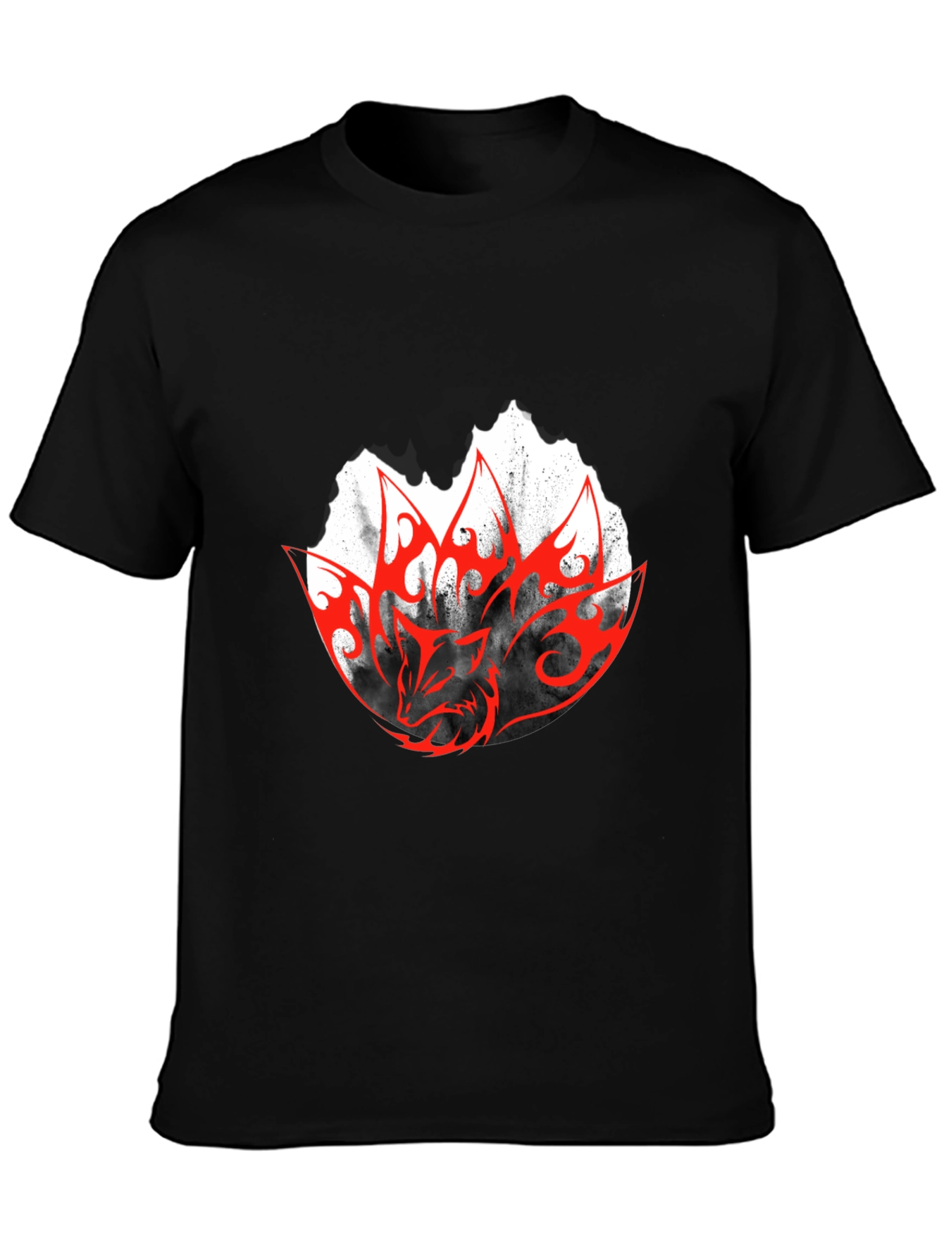 Mens Black Graphic Tee - Red Dragon Design
