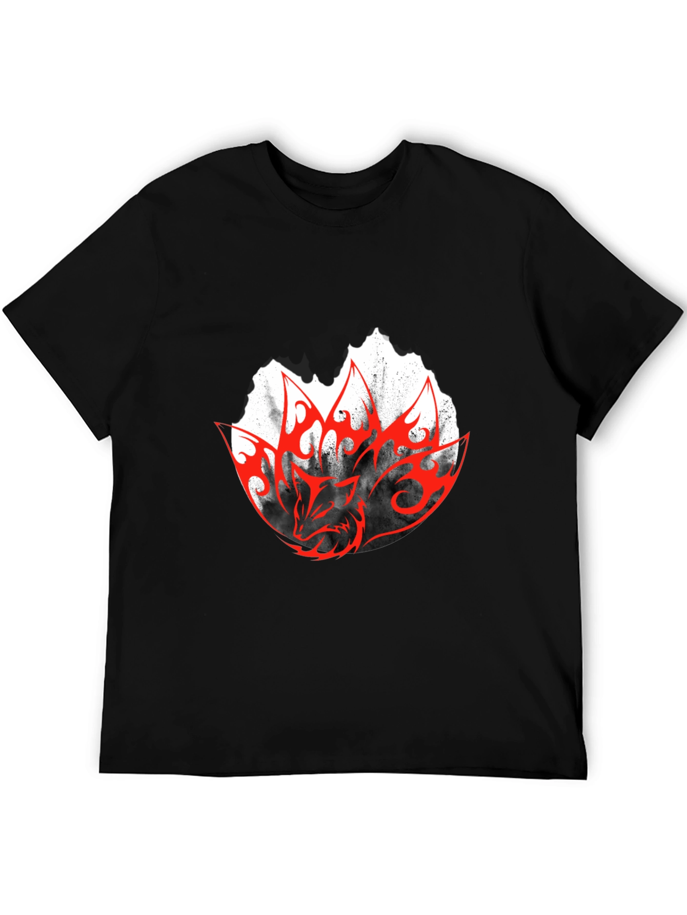 Mens Black Graphic Tee - Red Dragon Design