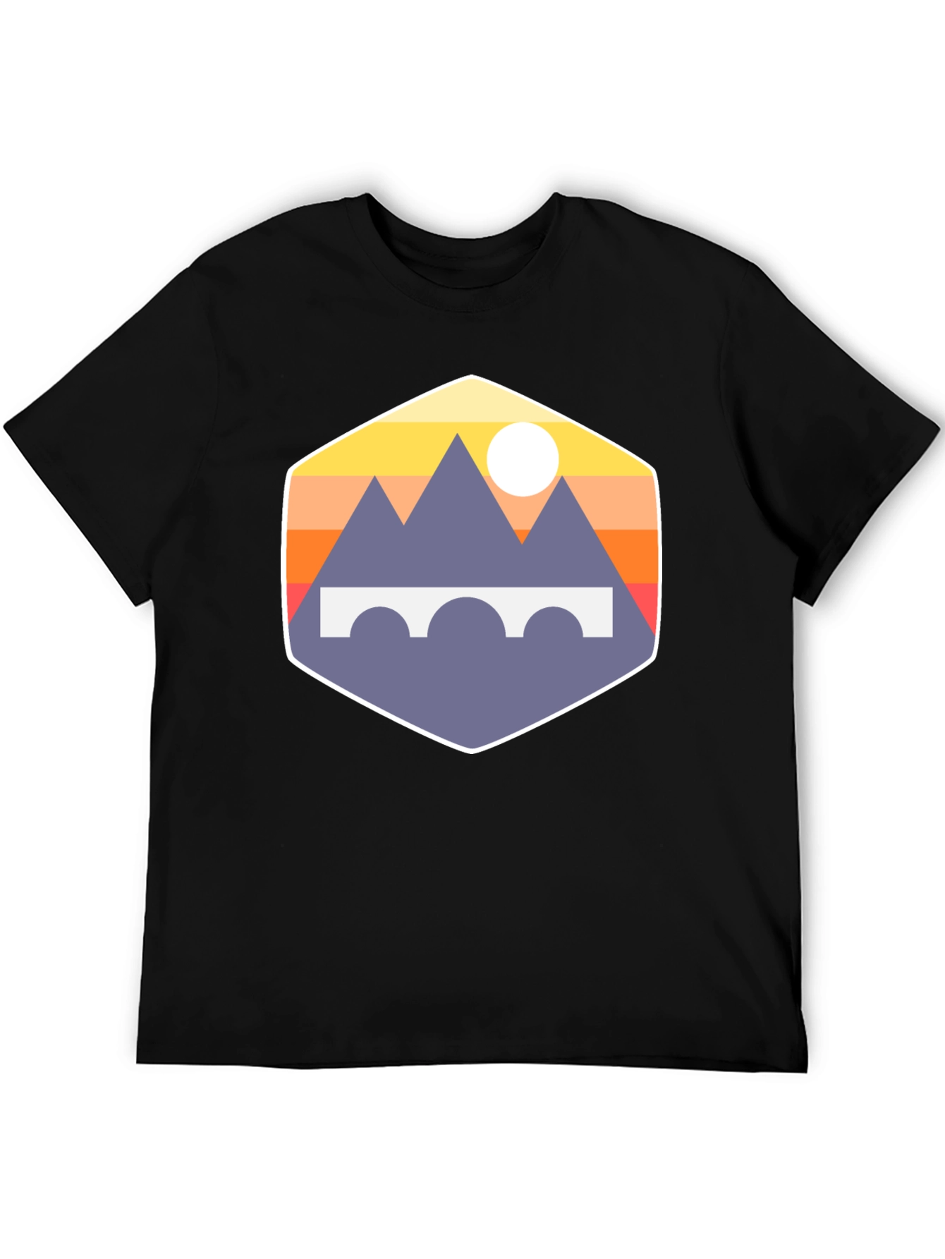 Mountains and Bridge Graphic Tee - Black