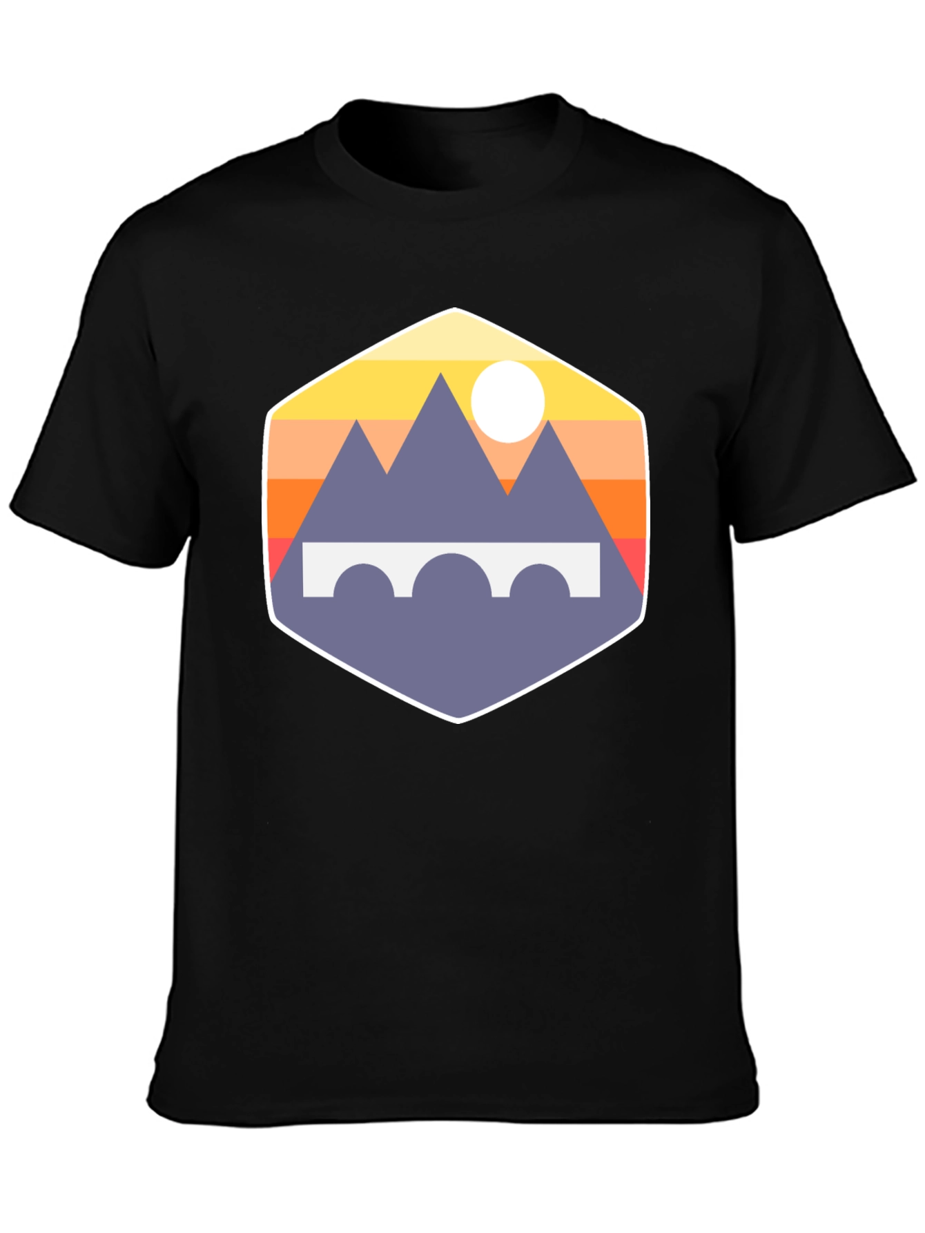 Mountains and Bridge Graphic Tee - Black