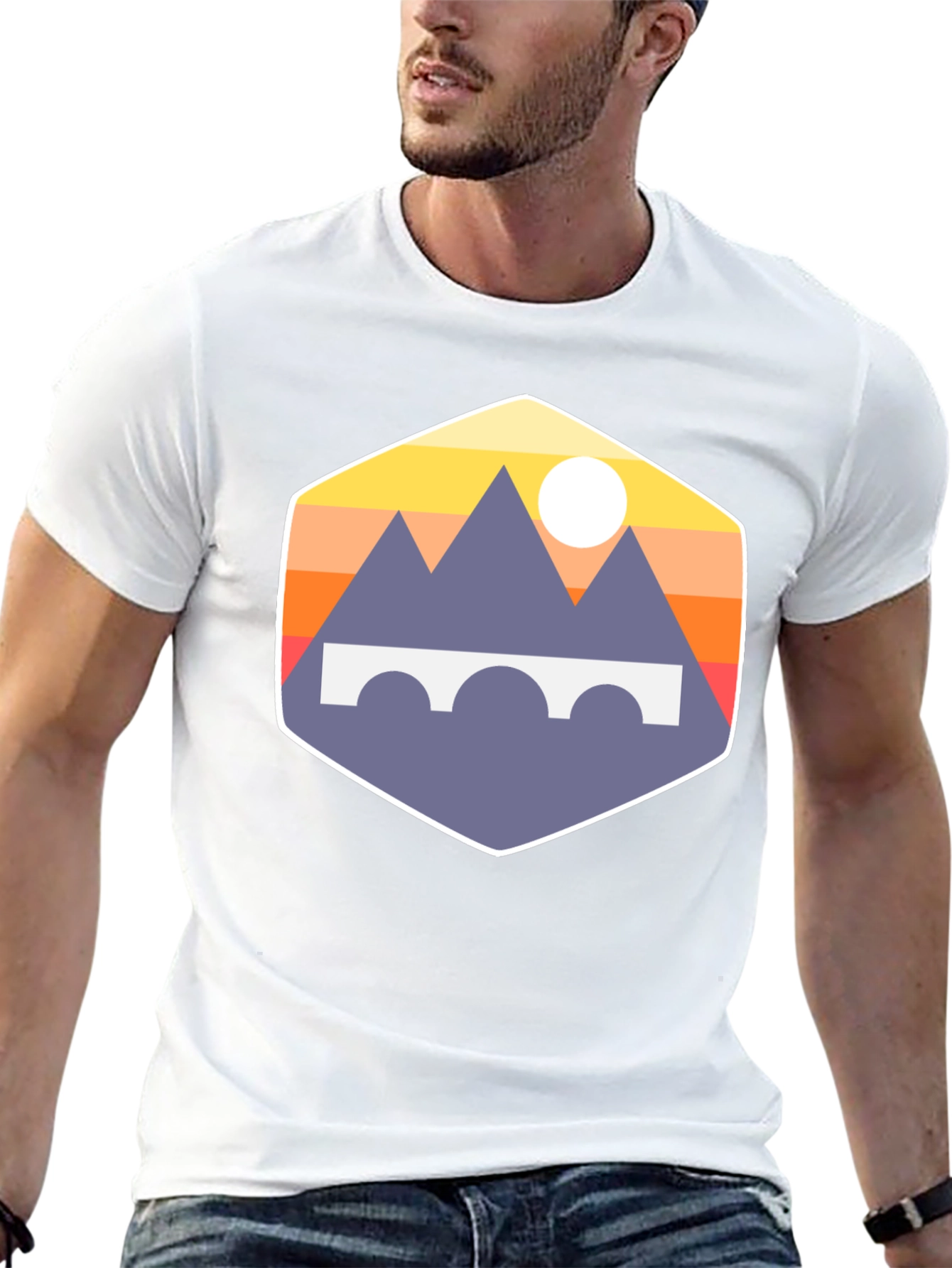 Mountains and Bridge Graphic Tee - Black