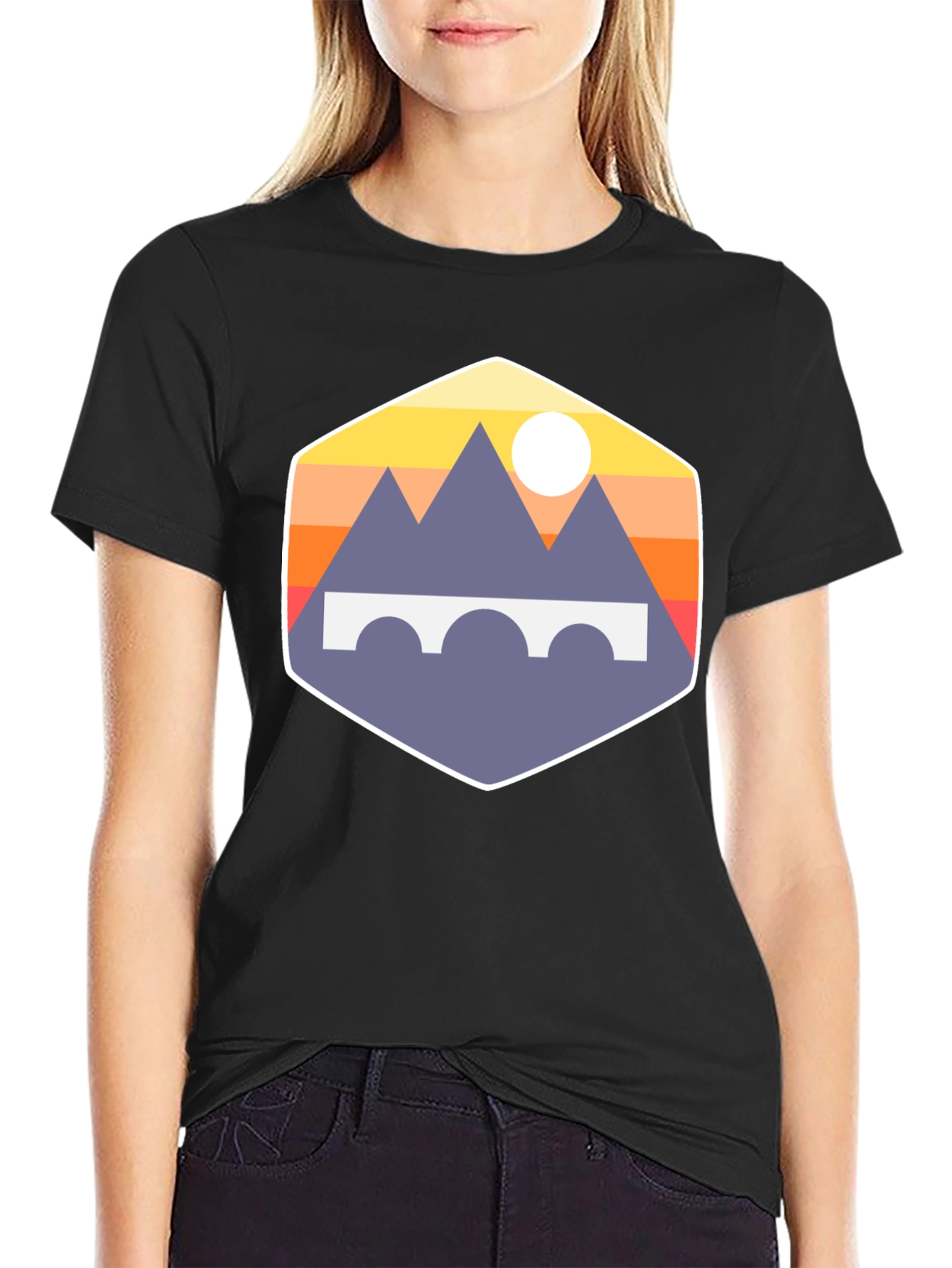 Mountains and Bridge Graphic Tee - Black