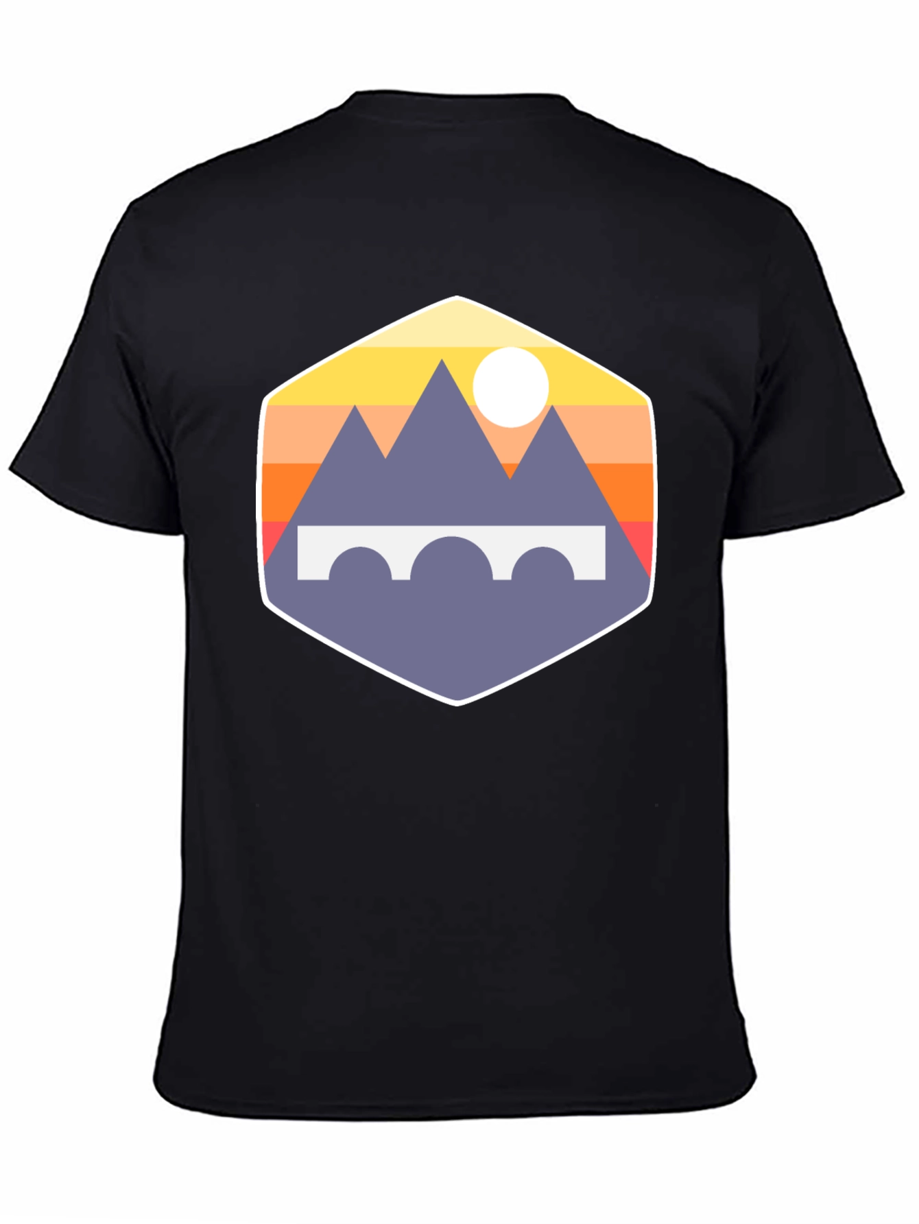 Mountains and Bridge Graphic Tee - Black