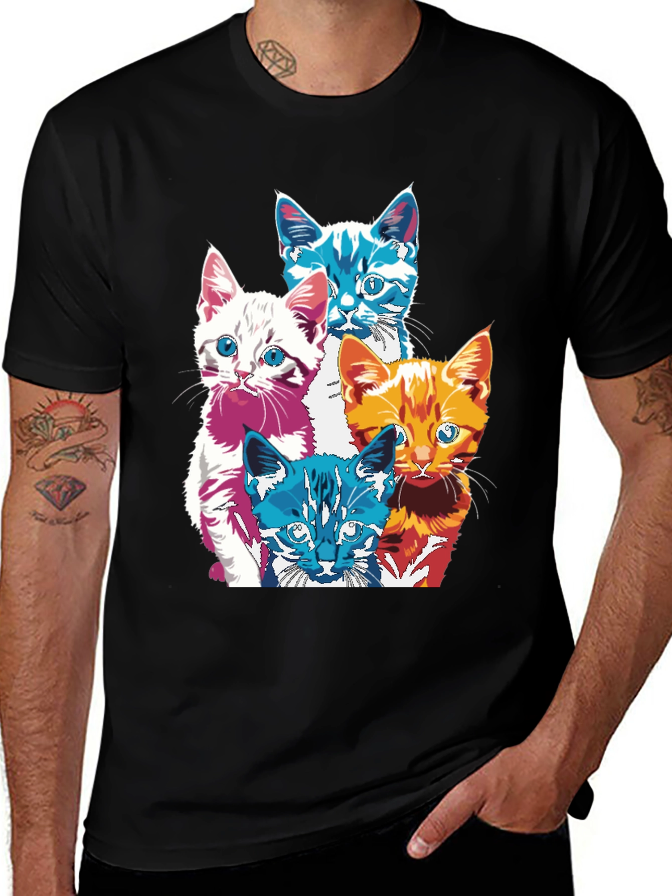 Pop Art Cats T-Shirt - Unique Graphic Tee