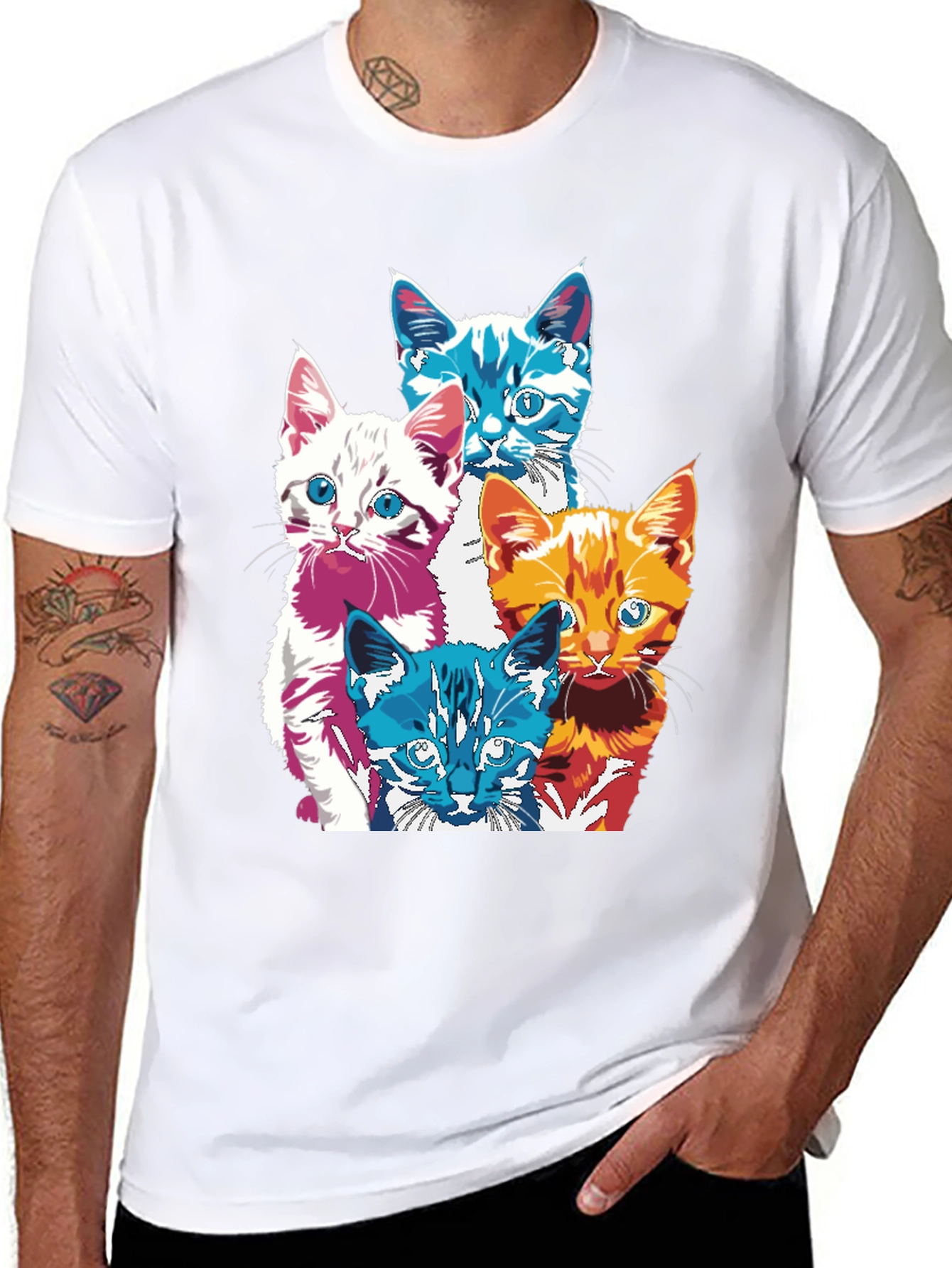 Pop Art Cats T-Shirt - Unique Graphic Tee