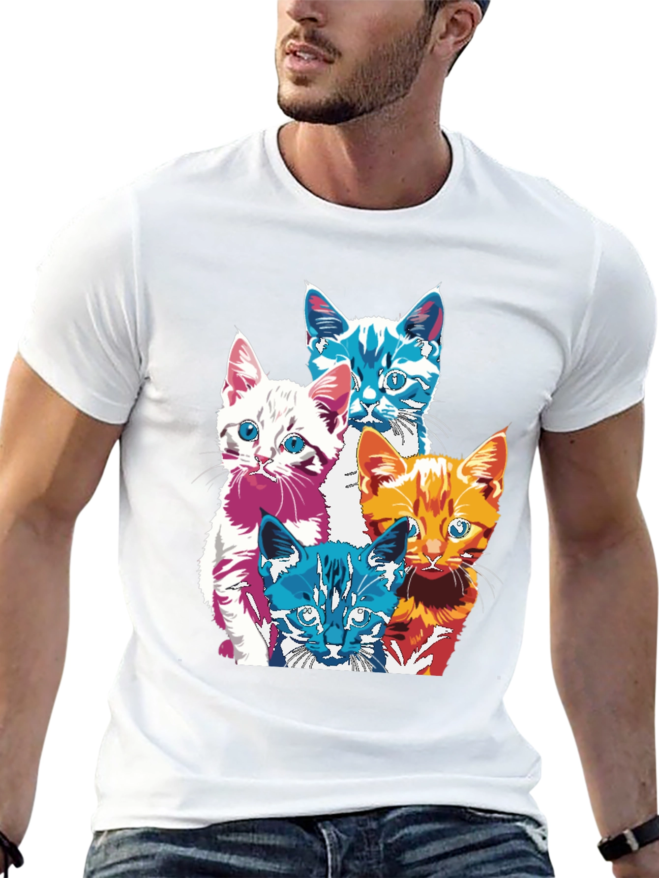 Pop Art Cats T-Shirt - Unique Graphic Tee