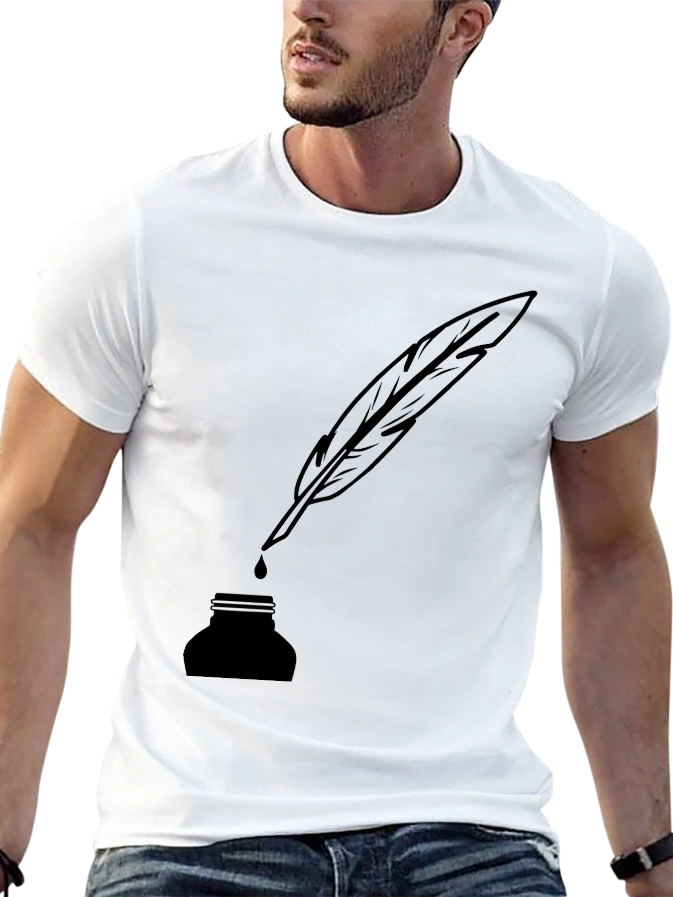Feather & Ink T-Shirt - Classic Writer Style