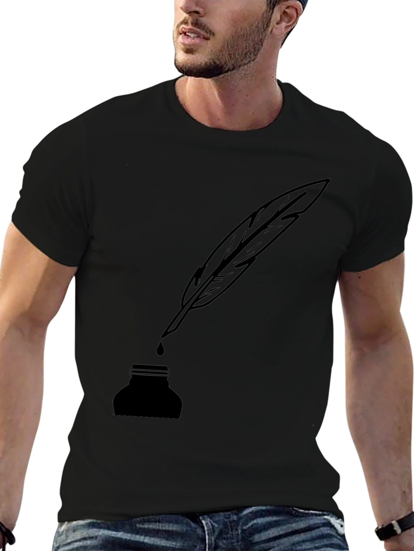 Feather & Ink T-Shirt - Classic Writer Style
