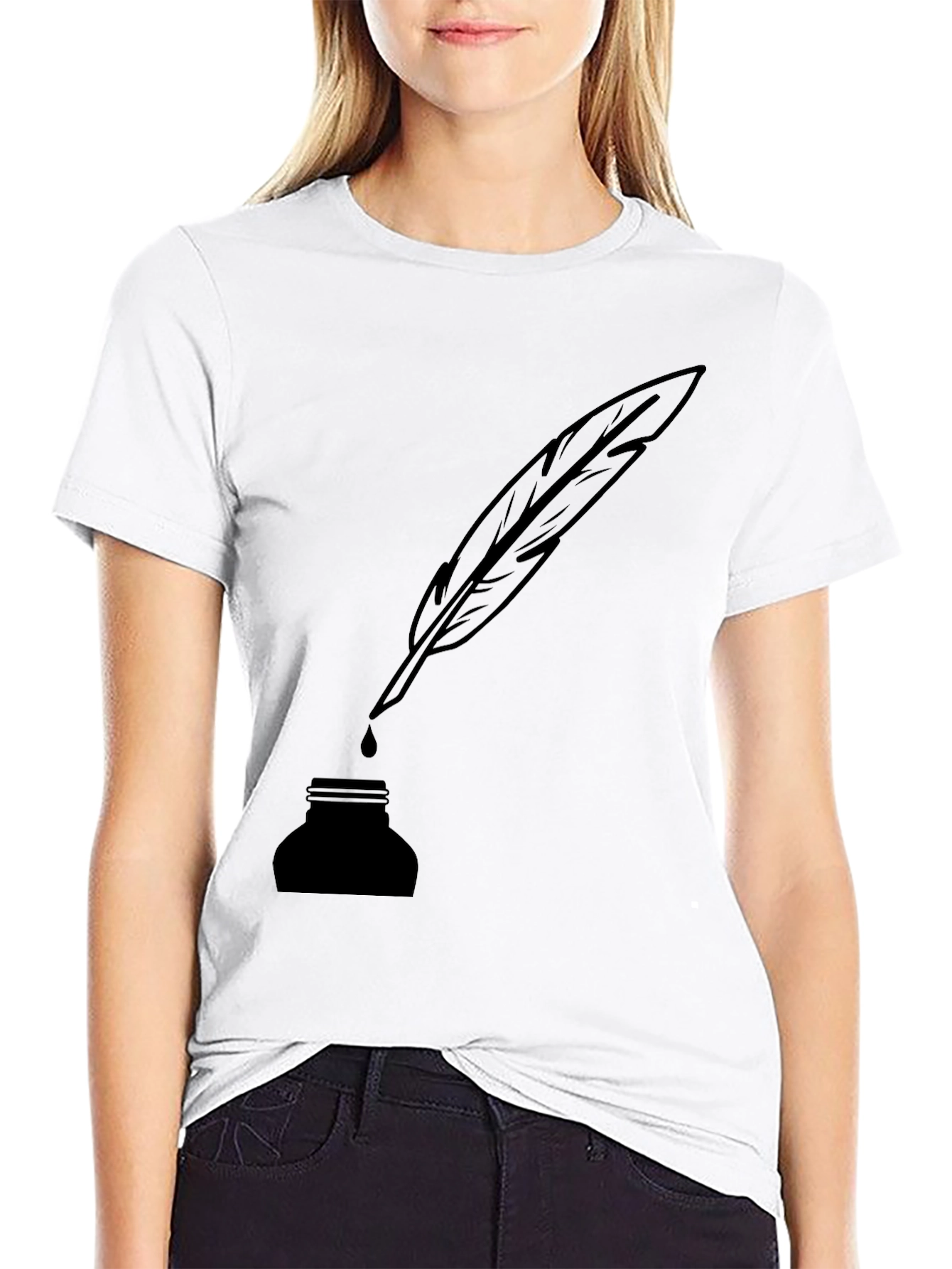Feather & Ink T-Shirt - Classic Writer Style